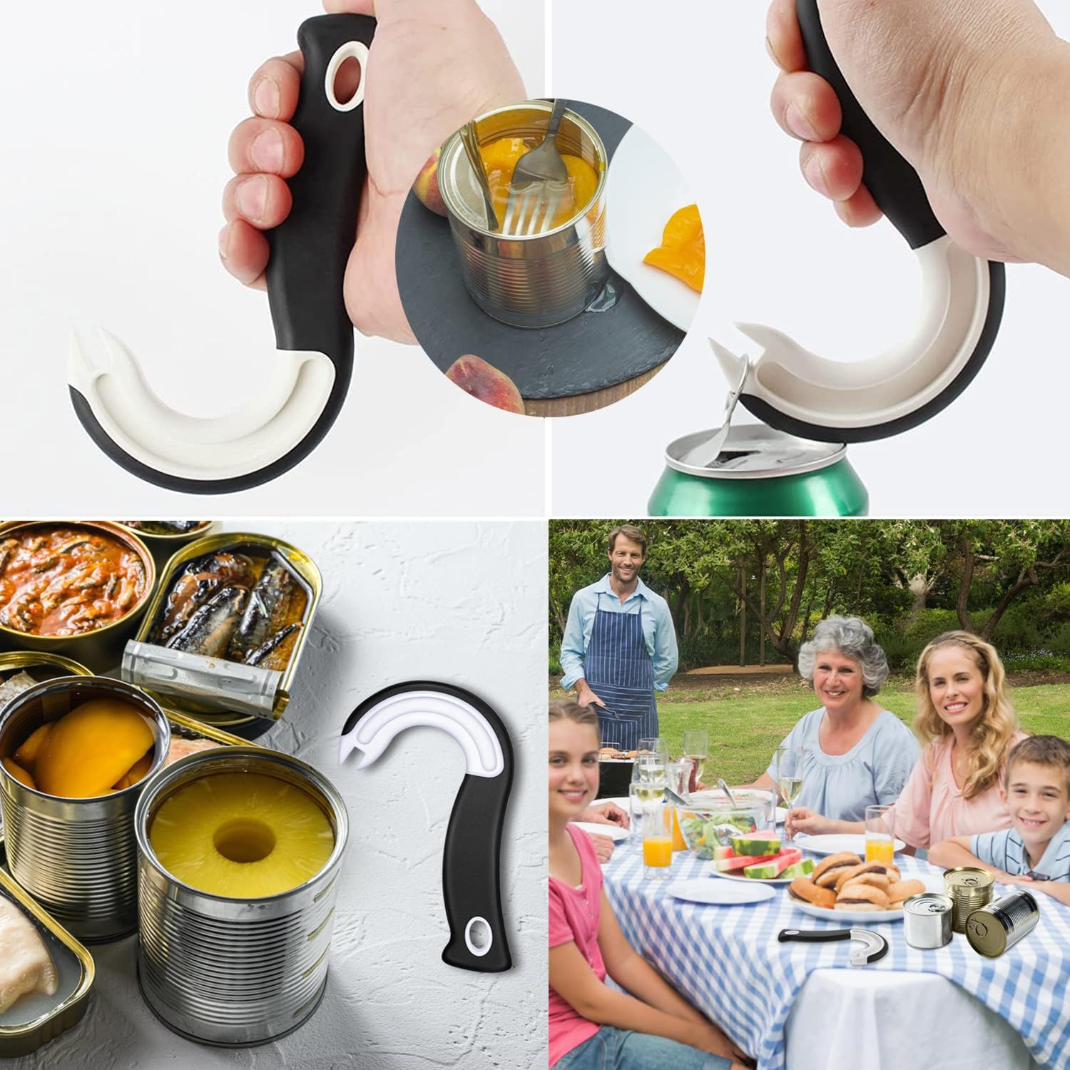 Apriscatole Manuale Anello Forma J, Gadget Cucina Facile Usare Aprire Lattine Barattoli Bottiglie Coperchi Anello Design Durevole Sicuro