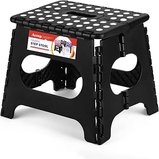 ACSTEP 11 Inch Folding Step Stool - Sturdy 300 lbs Plastic Non-Slip Foldable for Kids Adults Kitchen Bathroom Outdoor