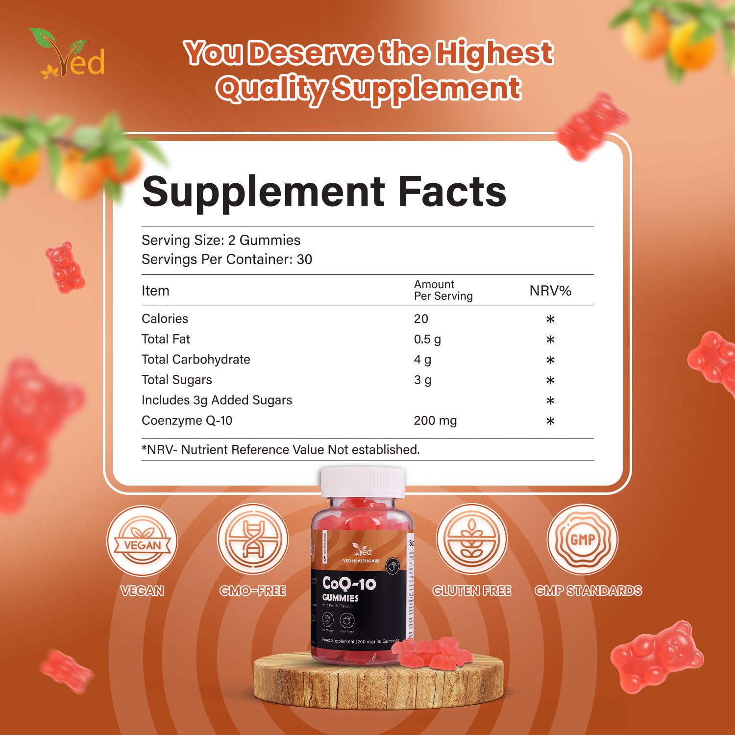 Coenzima Q10 90 Gummies Gusto Pesca (Confezione da 2)