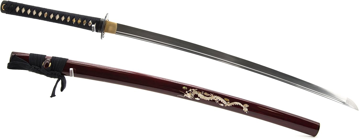 HMS Handmade Sword – Fully Hand Forged Samurai Katana Sword,1045 Carbon Steel, Heat Tempered, Full Tang, Sharp, Scabbard
