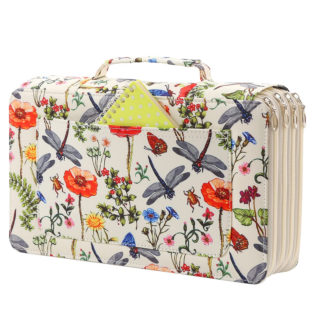 Lbxgap Colored Pencil Case- 300 Individual Slots Pencil Holder Pencil Bag Large Capacity Pencil Organizer with Handle Strap Handy Colored Pencil Box with Printing Pattern