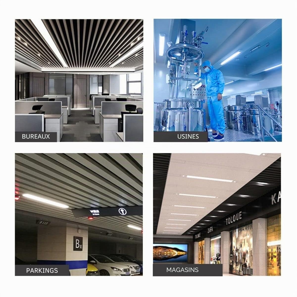 JANDEI Lot de 6 écrans LED intégrés 36 W 120 cm 4000 lumens blanc froid 6500 K éclairage 120°