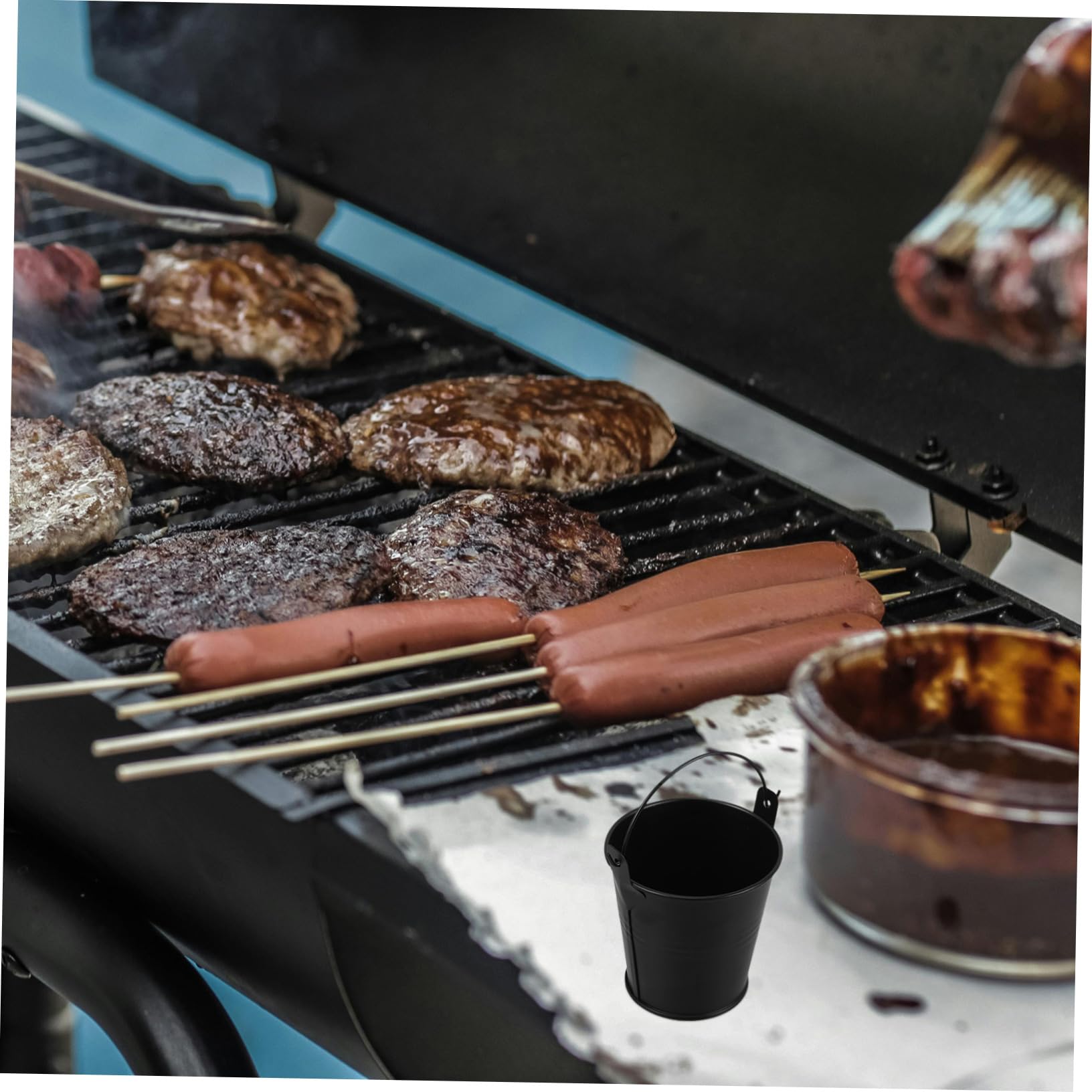 BESPORTBLE 3pcs Barbecue Grill Grease Tray Multi-Functional Metal Bucket Easy-to-Clean Grill Drip Barrel