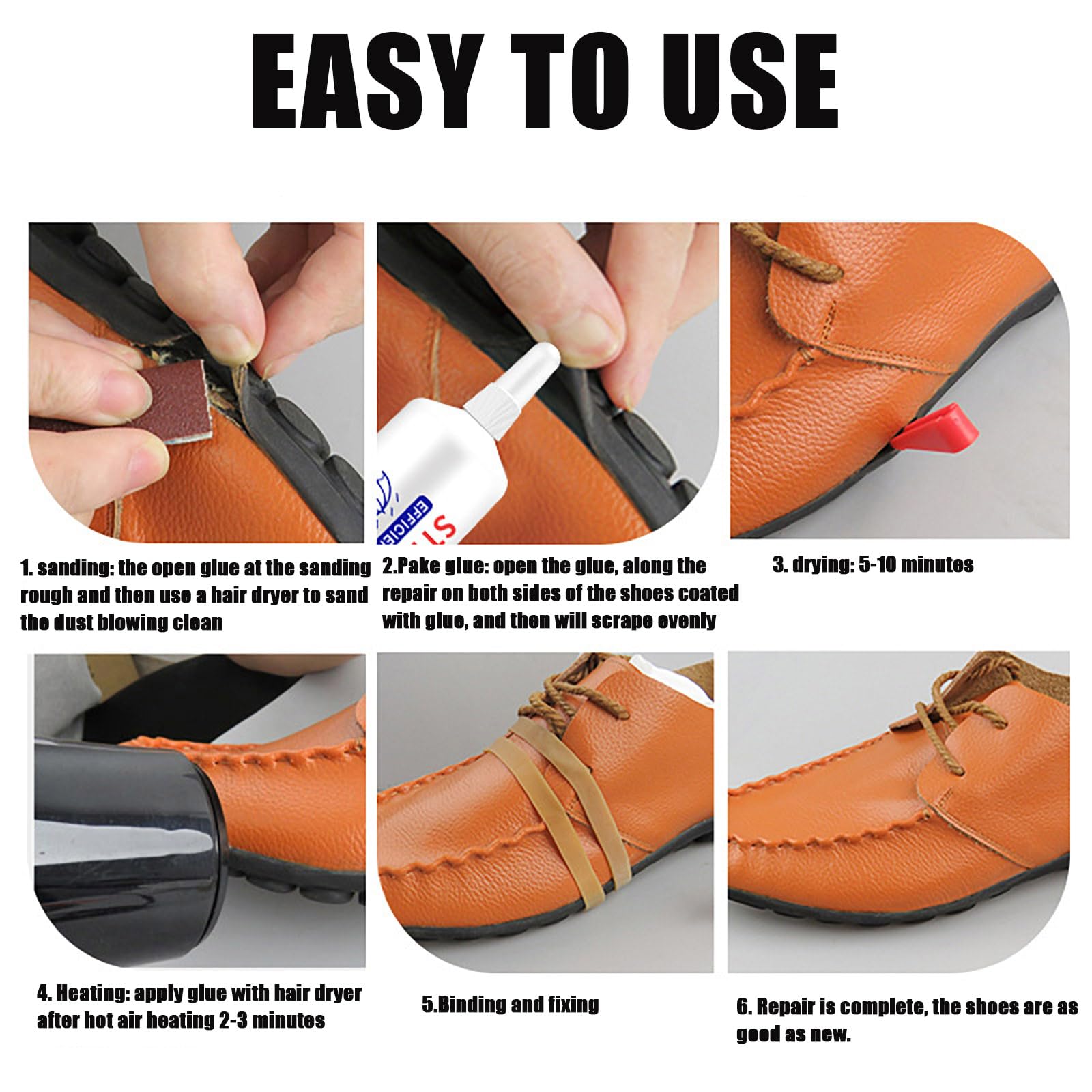 Colla Forte Professionale per Scarpe - Adesivo Impermeabile per Pelle, Riparazione Trasparente per Calzature Usurate