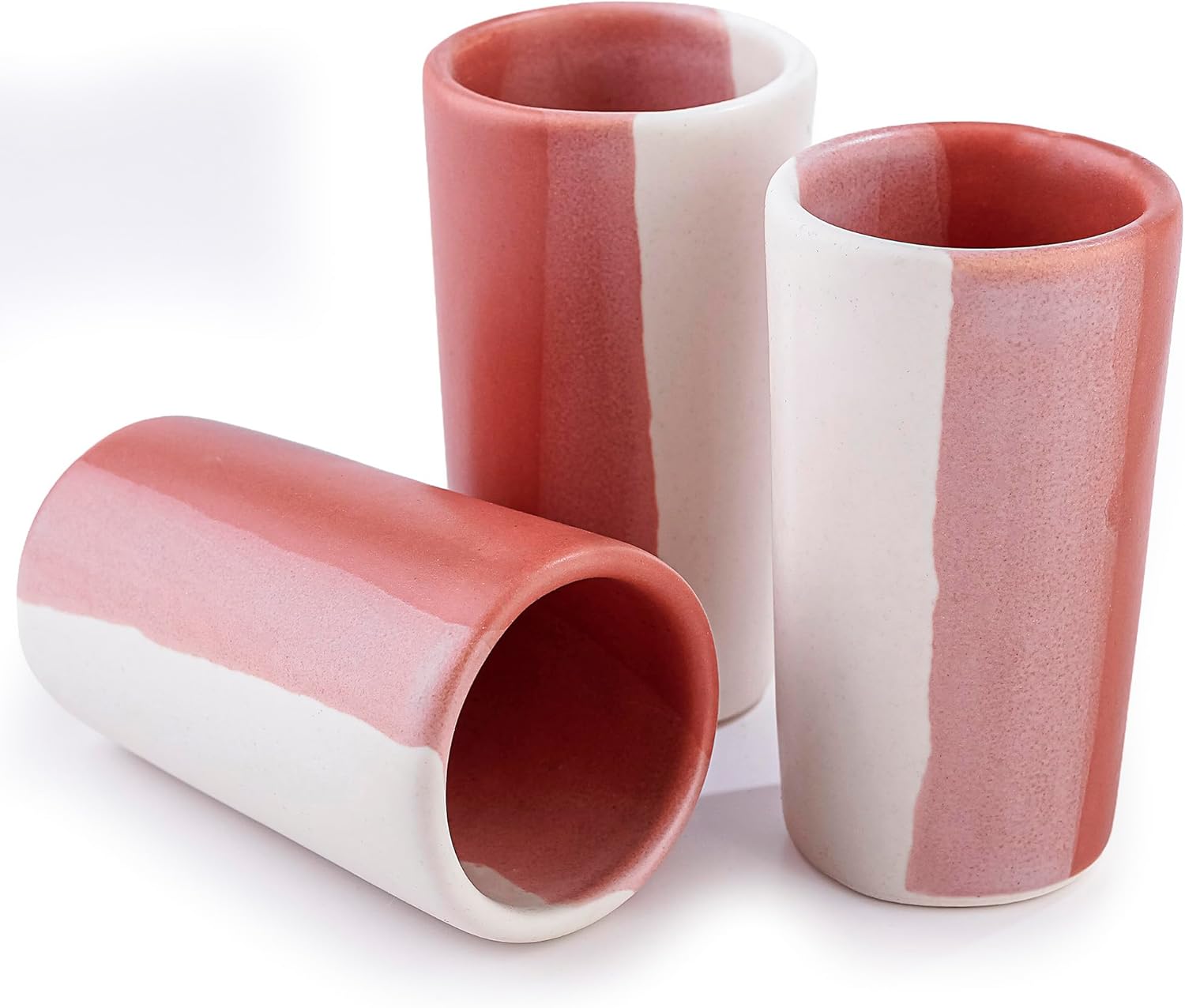Artisan Handmade Ceramic Shot Glasses Set - Modern Tequila & Mezcal Shooters - Unique Rustic Home Bar Gift (Canyon Clay)