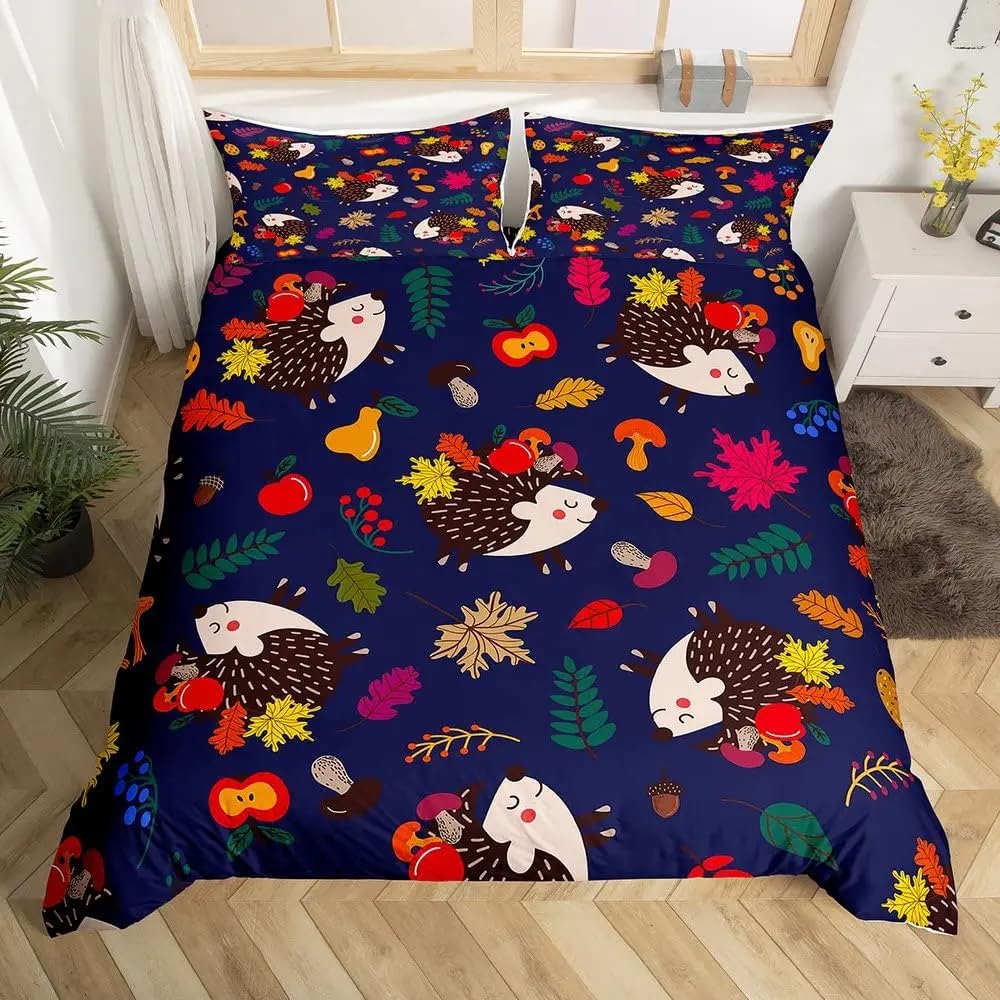 Housse de couette 160x200 respirante fermeture éclair hérisson