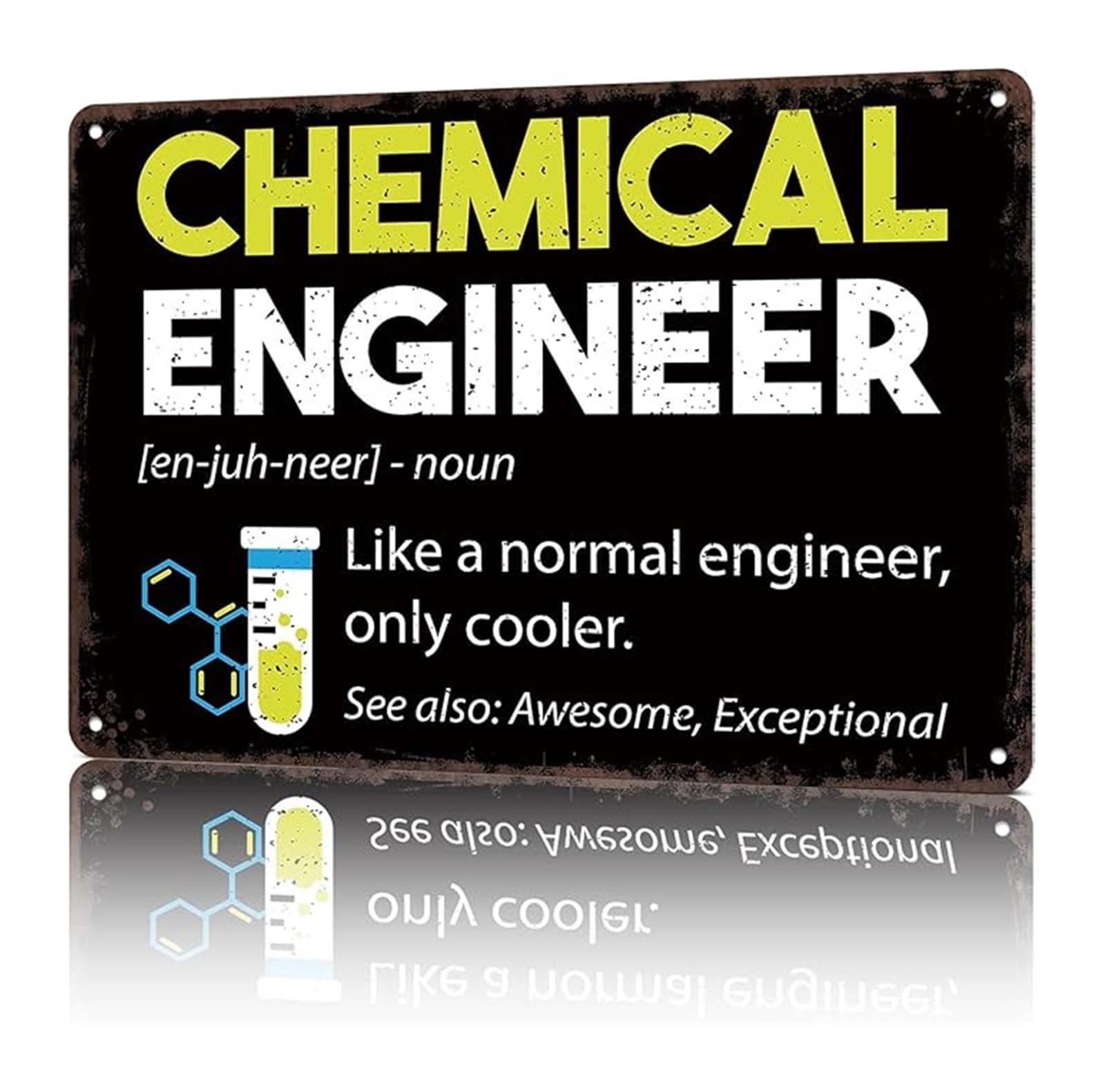 ICYJRFHLTF Engineering Humor Metal Sign Vintage Chemical Engineer Definition Wall-Art for Office Man Cave (8 X 12 in)