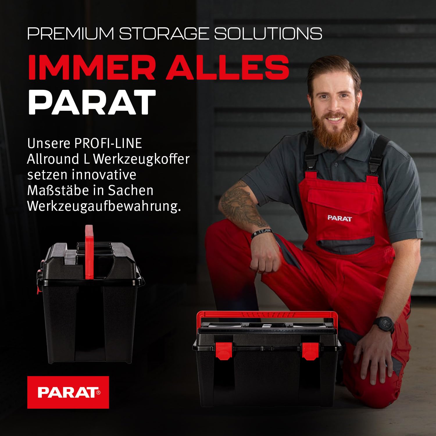 Parat Profi-Line 5812000391 Gereedschapskist Allround L (zonder inhoud, zwart, uitneembaar magazijn voor kleine onderdelen, volume: 21 l, BxDxH 730 mm x 260 mm x 490 mm