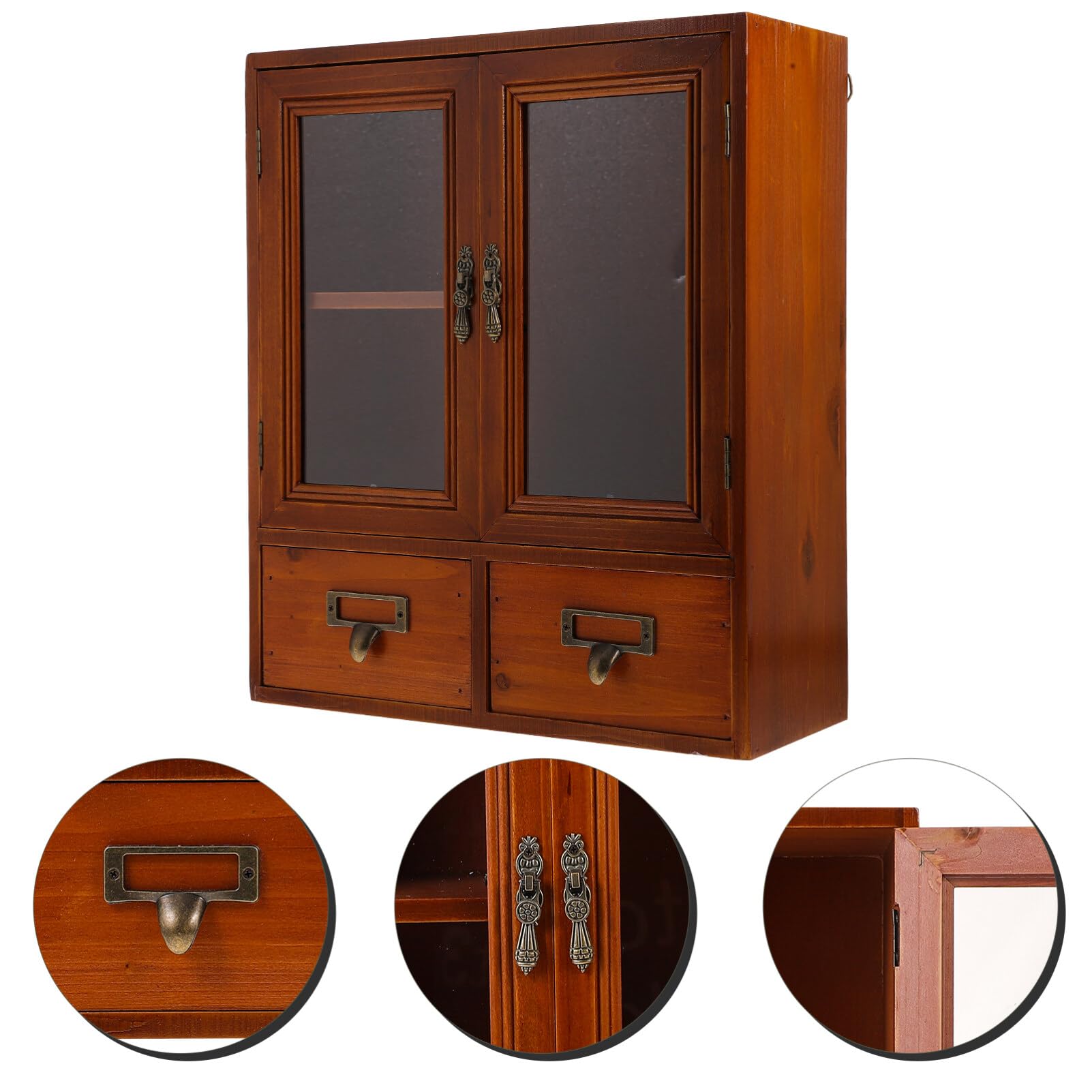 Rustikaler Holzvitrine mit Wandaufbewahrung Badezimmer Medizinschrank Hängeschrank Speisekammer Lagerung Schweberegal für Küche oder Wohnzimmer