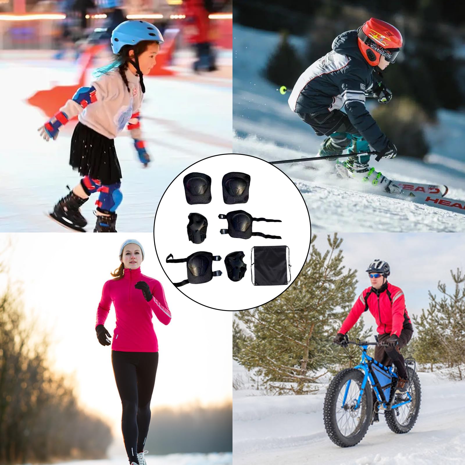 Ensemble de protection sportive enfant 6 pièces genouillères coudières protège-poignets ajustables patin à roulettes skateboard vélo
