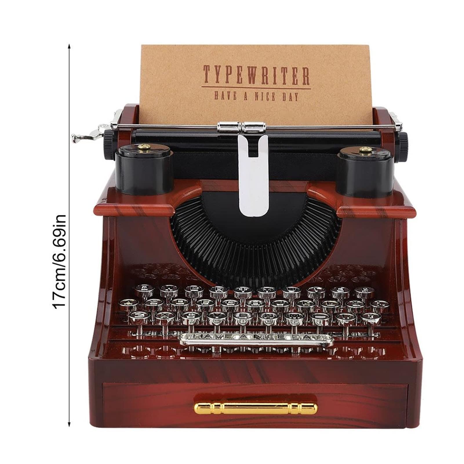 Muzyczna pozytywka, kreatywna retro skrzynka muzyczna, stara maszyna do pisania, mechaniczna szkatułka na biżuterię z szufladą, prezent urodzinowy, na Boże Narodzenie, ornament, zabawka rodzinna