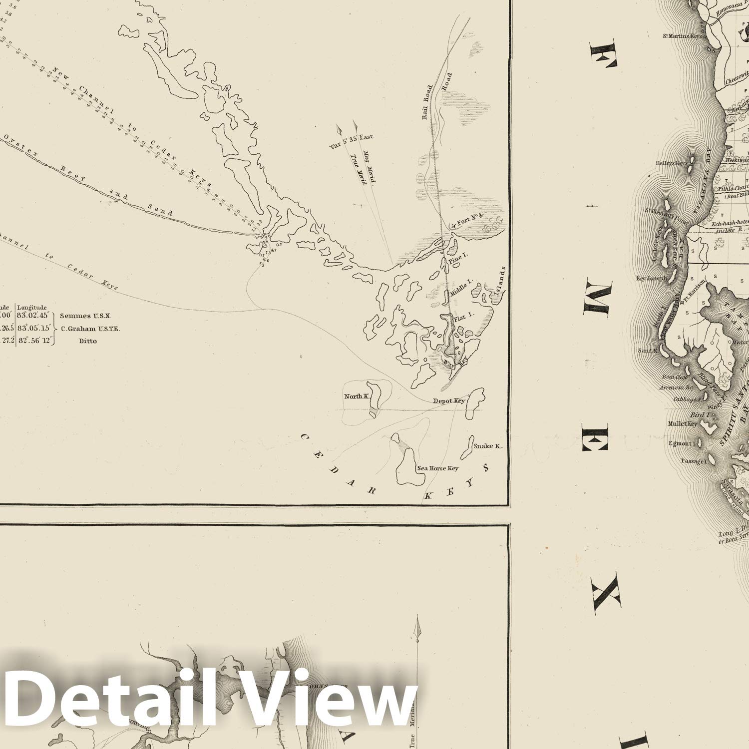 Mapa histórico: mapa de Florida de 1846 que incluye detalles de Cedar Keys y St. John's River 40.6 cm x 40.6 cm