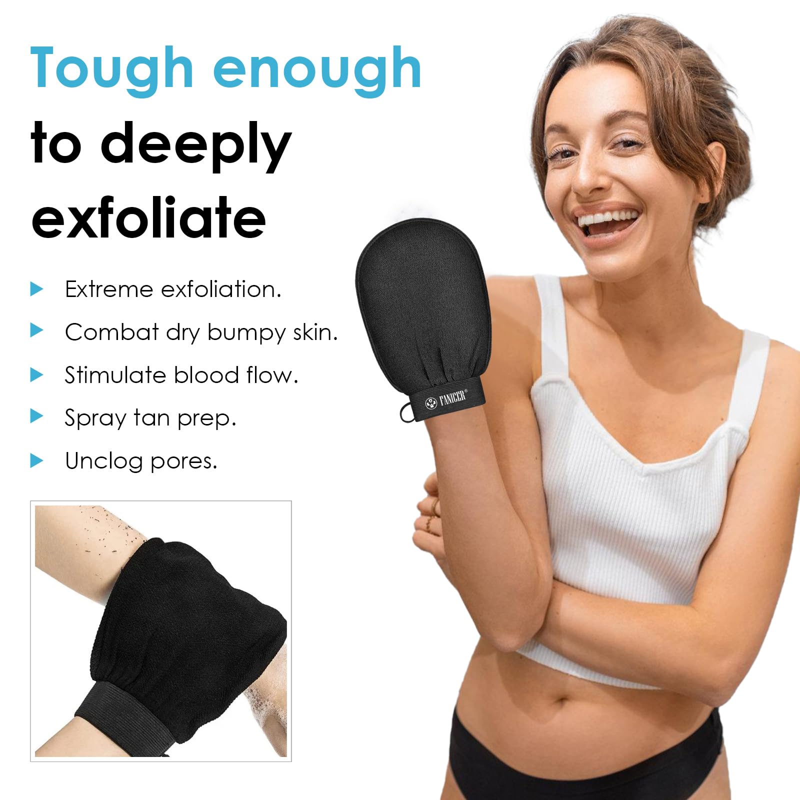 2x Gant Exfoliant pour le Corps, Gant Exfoliant Corps, Gants Gommage Corps Et Visage, Enlever La Saleté Et Les Peaux Mortes pour Nettoie et Purifie La Peau, Doux Gants Exfoliants, Noir