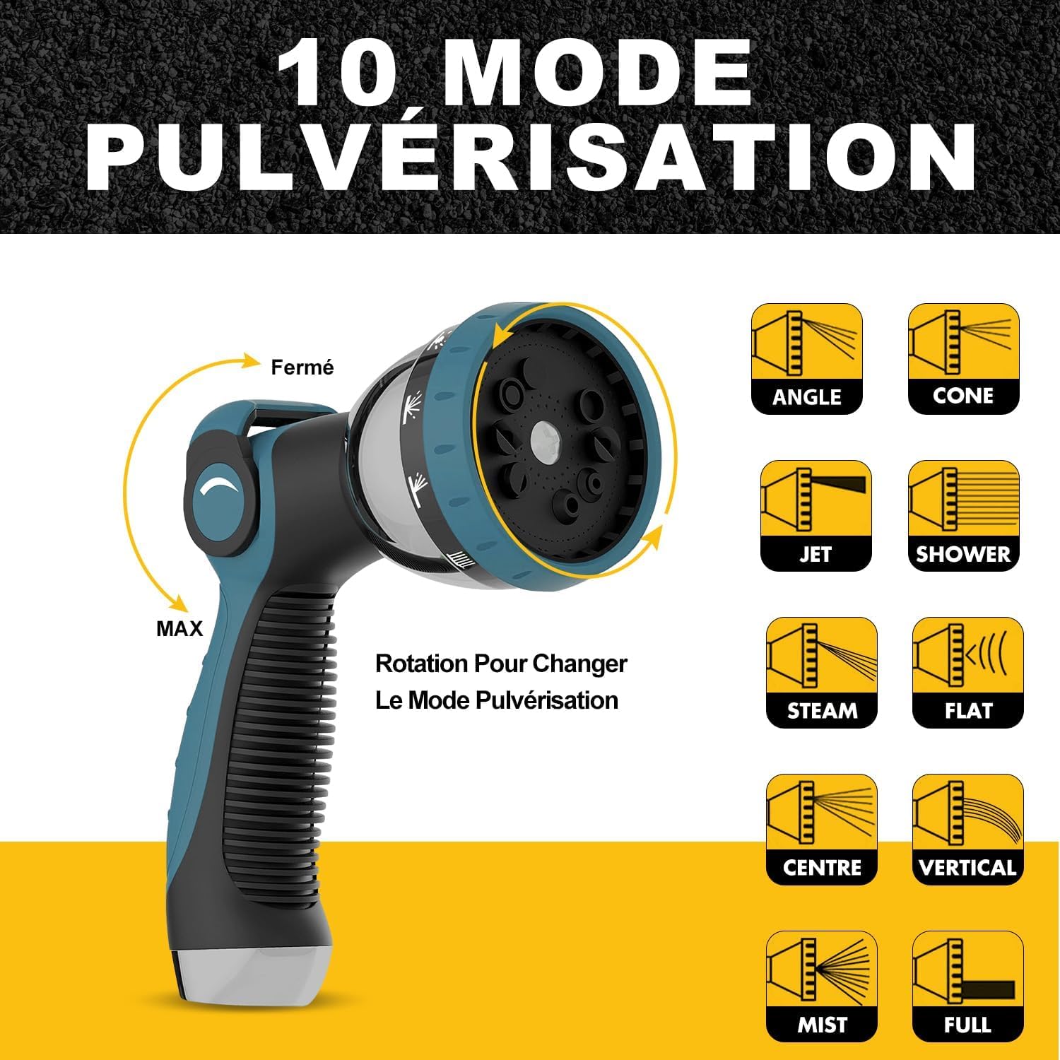 Tuyau d'arrosage en Acier Inoxydable 15m, Tuyau Arrosage en Métal avec 10 Modes d'arrosage et Accessoires Cuivre, Robuste, Flexible et Résistant à l'Usure et la Corrosion