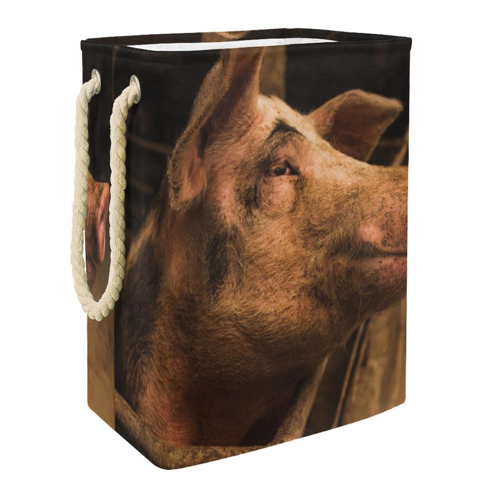 Grand panier à linge personnalisé cochon pour chambre et salle de bain