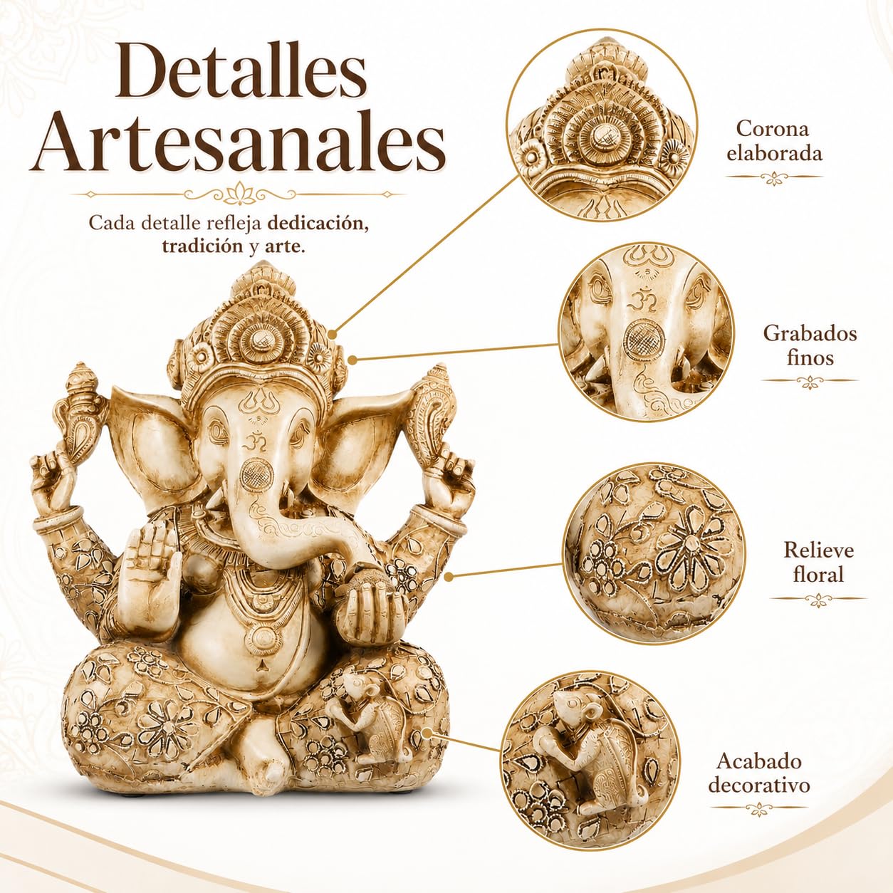 Señor Ídolo Estatua de elefante Buda Ganesh escultura 26. 5 x 30. 5 cm Blessing Home Diwali Decoración Resina Arte Artesanía Escritorio Ornamento