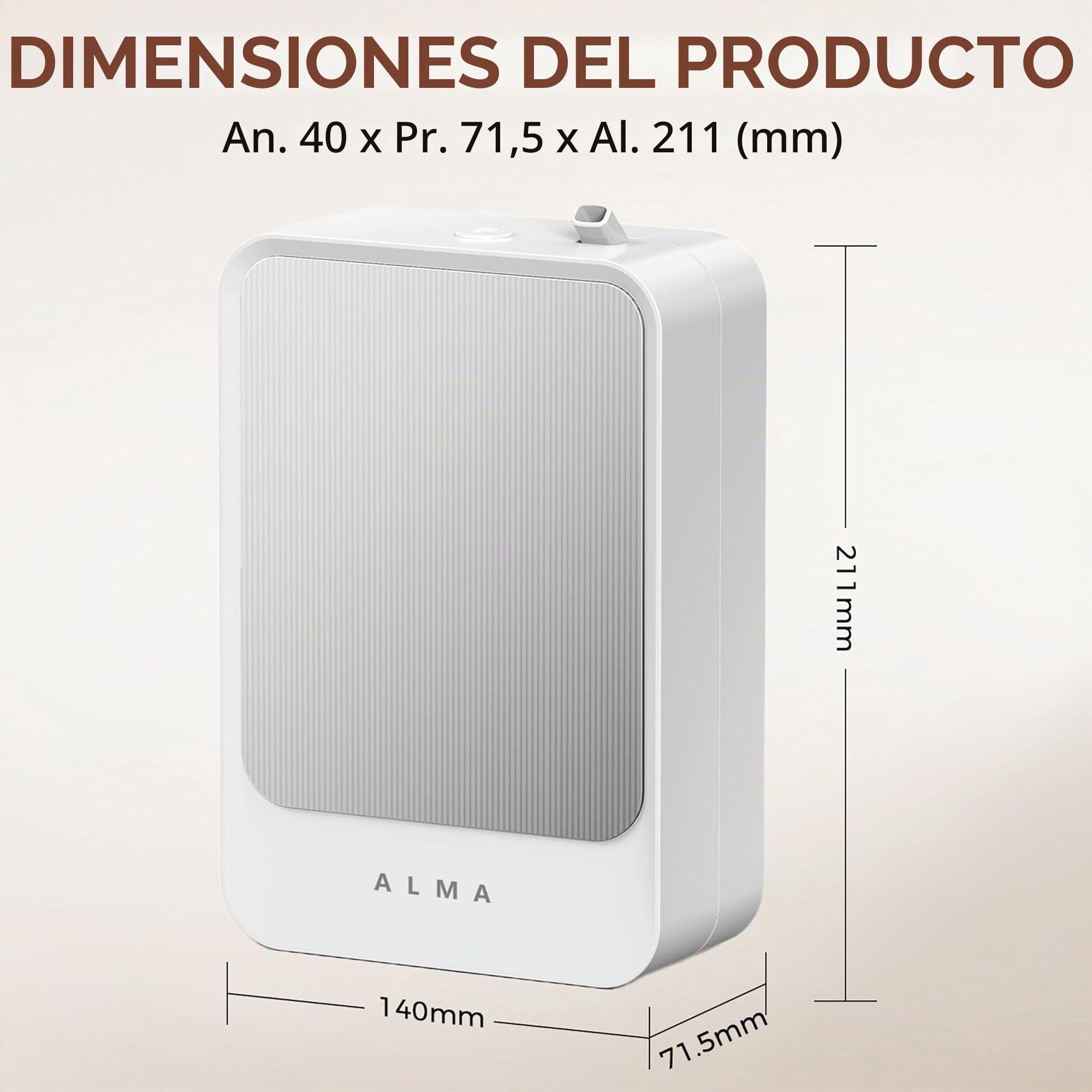 ALMA® Difusor & Humidificador de Aceites Esenciales – Perfume de Ambiente Ultra-Performante para Grandes Superficies hasta 200 m² – Tecnología Silenciosa, Programación Inteligente y Diseño Elegante