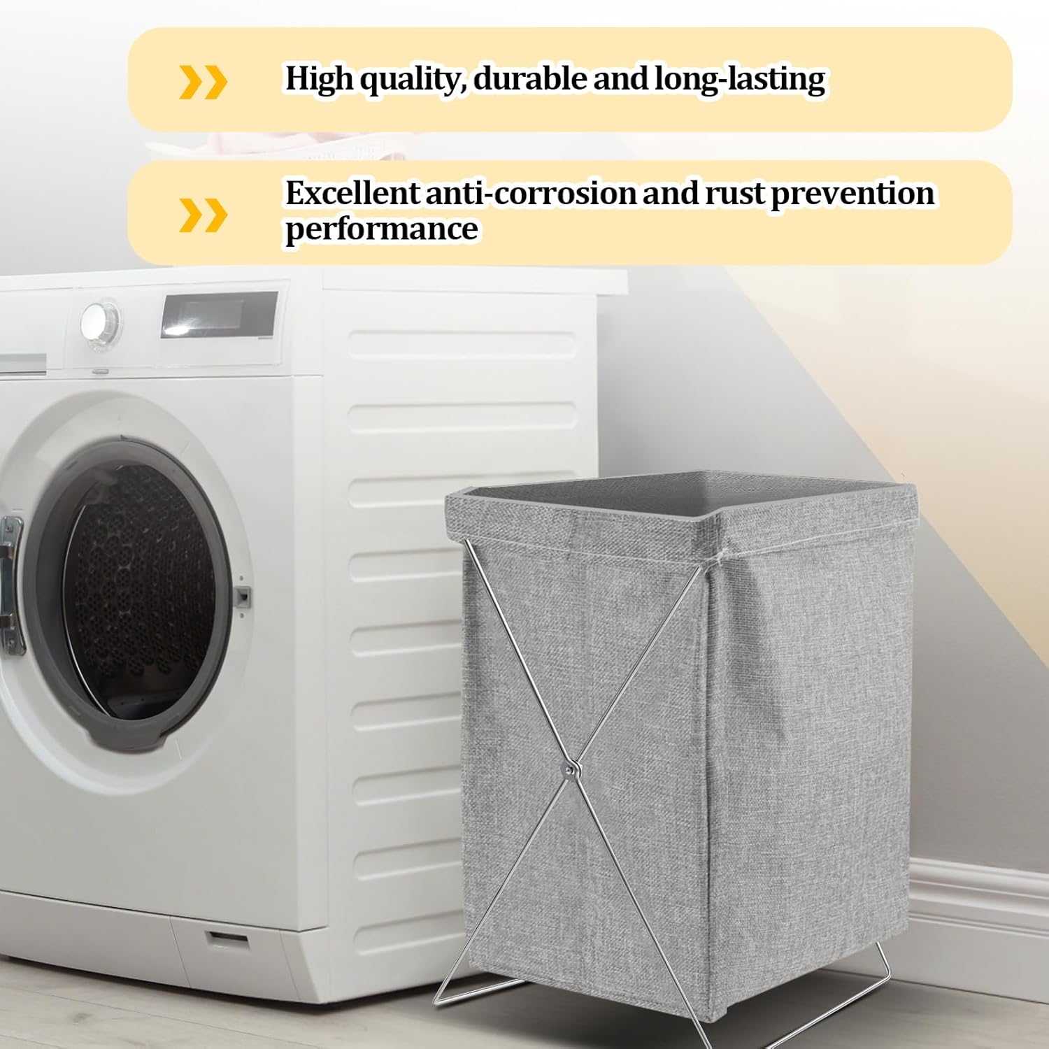 Briwooody 2 Pcs Hamper Stand 30 Gallon X-Frame Laundry Foldable Stainless Steel Stand for Rvs Camping Gardening No Bag