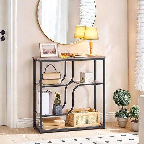 Miniatura 2 de HOOBRO Mesa consola de 29.5 pulgadas, mesa de sofá de 5 niveles, mesa detrás del sofá con estantes de almacenamiento para pasillo, salas de estar,