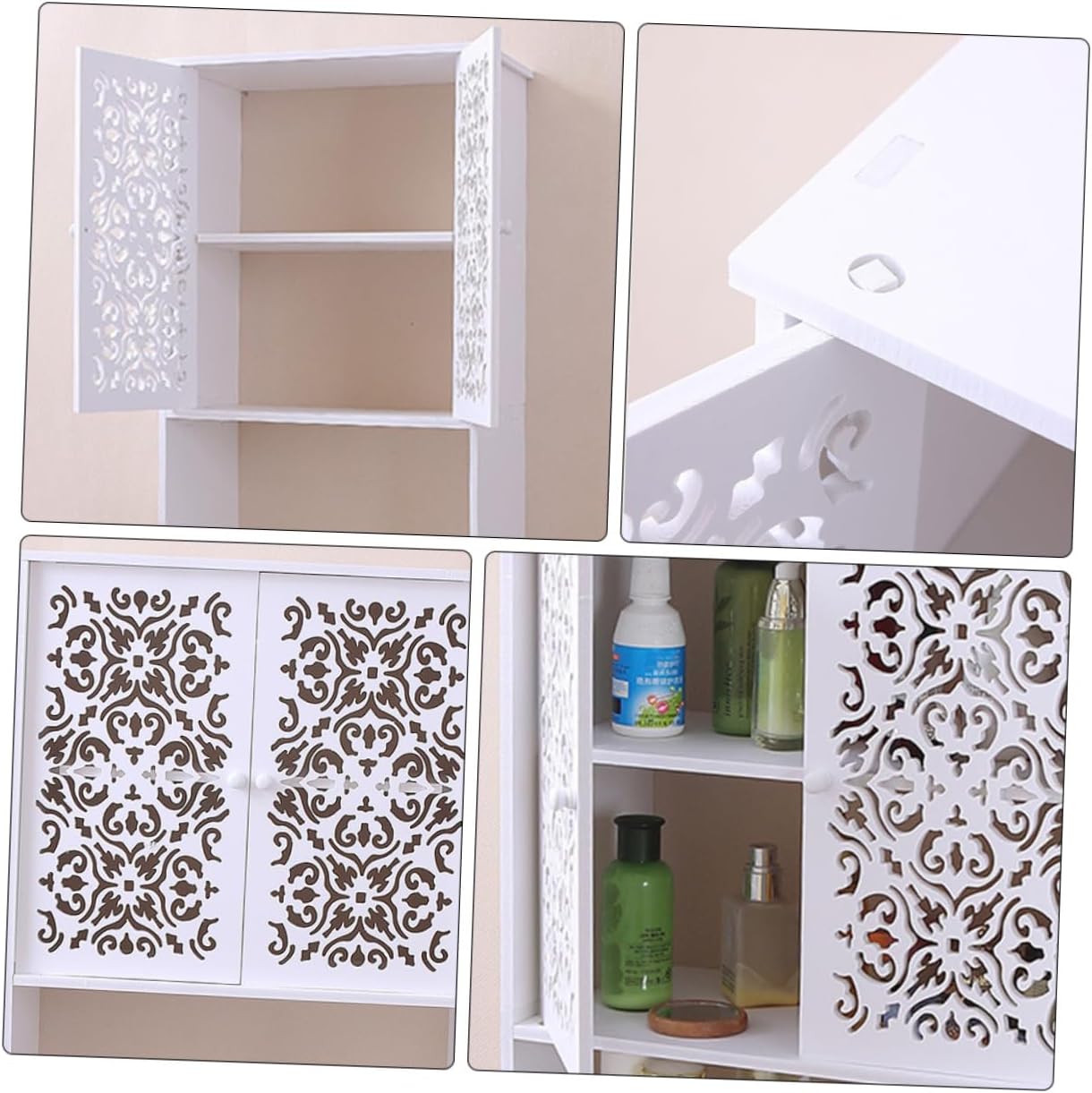 Housoutil 壁掛け収納ラック ウォールキャビネットオーガナイザー ウォールシェルフ ホワイト ウォールマウントバスルームキャ