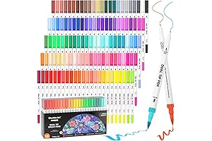 Shuttle Art 120 Dual Tip Brush and Fineliner Marker Pens Set