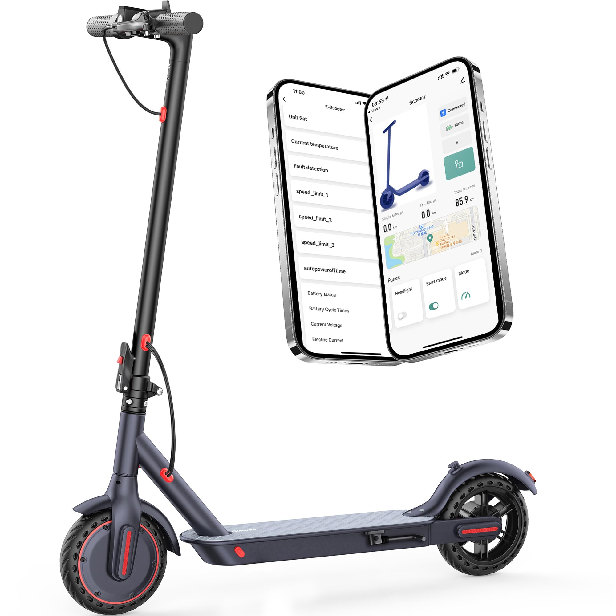 Qlaway E Scooter for Adults 19-22 MPH 350/500W Motor 281/441Wh Battery,8.5"/10" Tires,Motorized Scooter Up to 22 Miles Range, Foldable Scooter with Double Shock Absorption/Bearing 265 LBS/APP Control