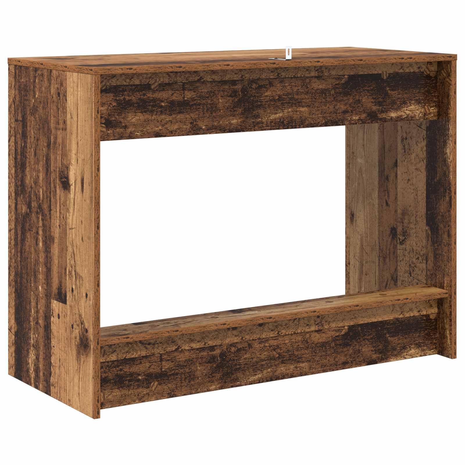 Escritorio para cama de madera recuperada, 100 x 45 x 75 cm, con cajón y estante, como mesa para ordenador portátil para oficina en casa, para dormitorio y estudio