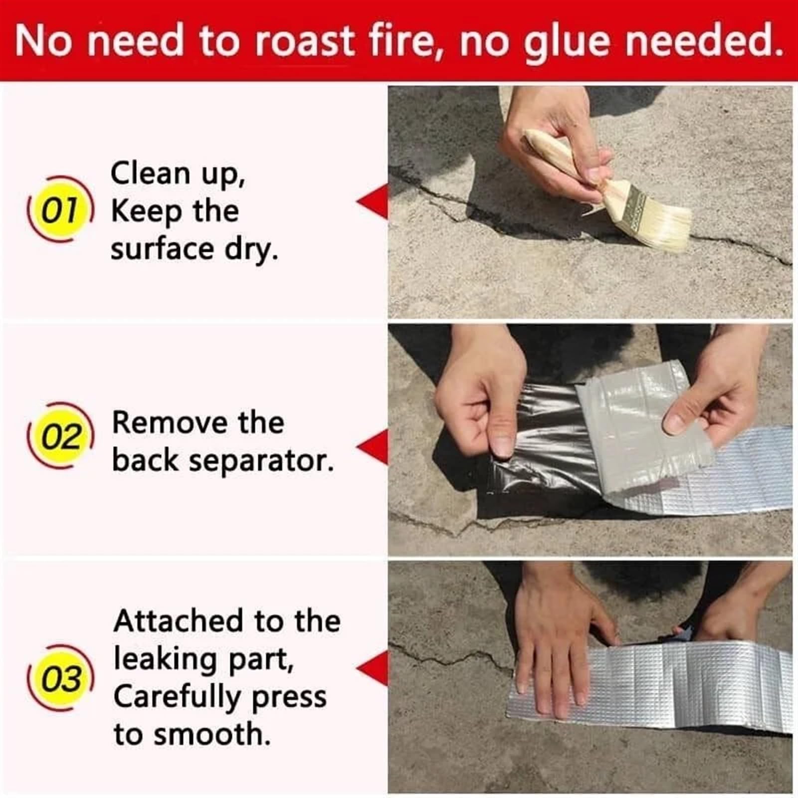 Cinta de Butilo Cinta de goma de butilo de papel de aluminio, cinta adhesiva for reparación de fugas de tuberías de techo, resistente al agua, antifugas, resistente al agua(Color:15cmx5 Meters)