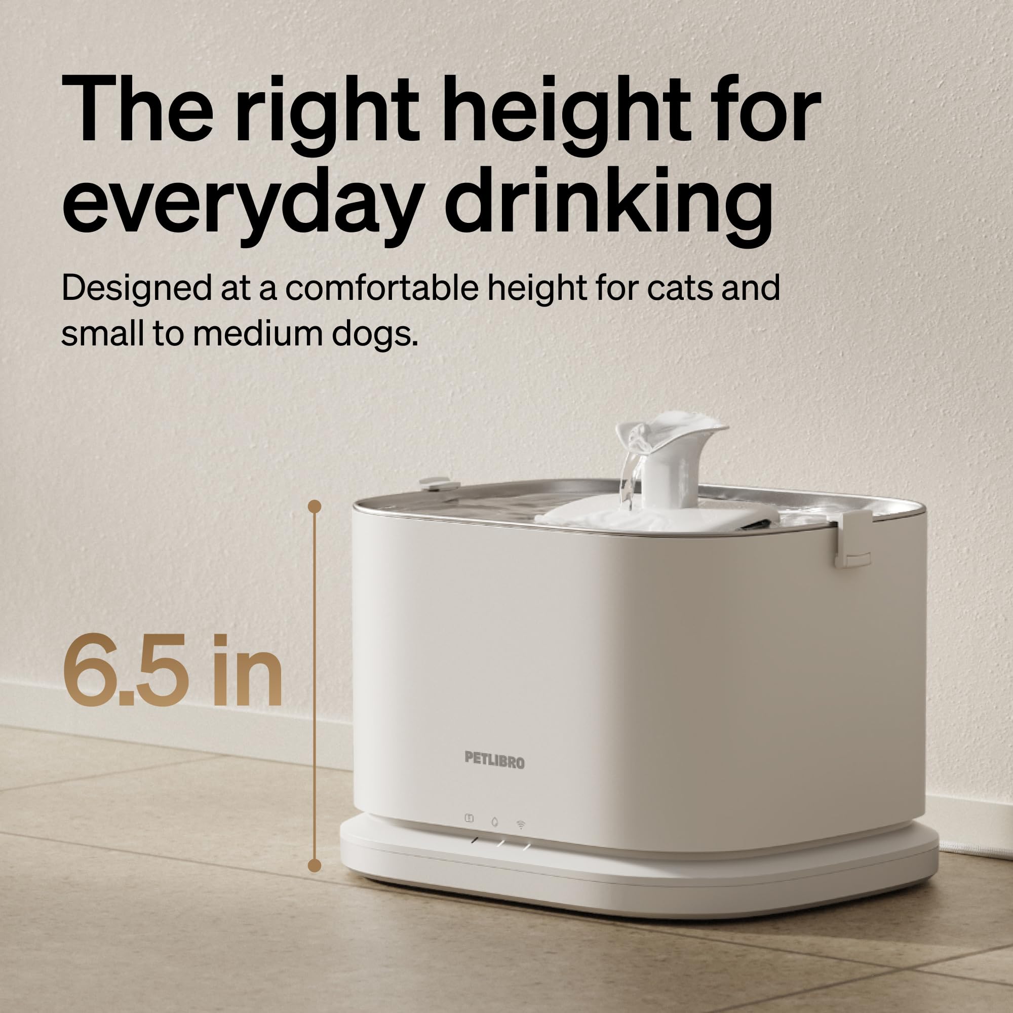 PETLIBRO - Fuente de Agua silenciosa para Perros, Bandeja de Acero Inoxidable, Fuente de Agua Inteligente para Mascotas para Perros en el Interior con monitoreo de Aplicaciones, Bandeja de Agua 3L