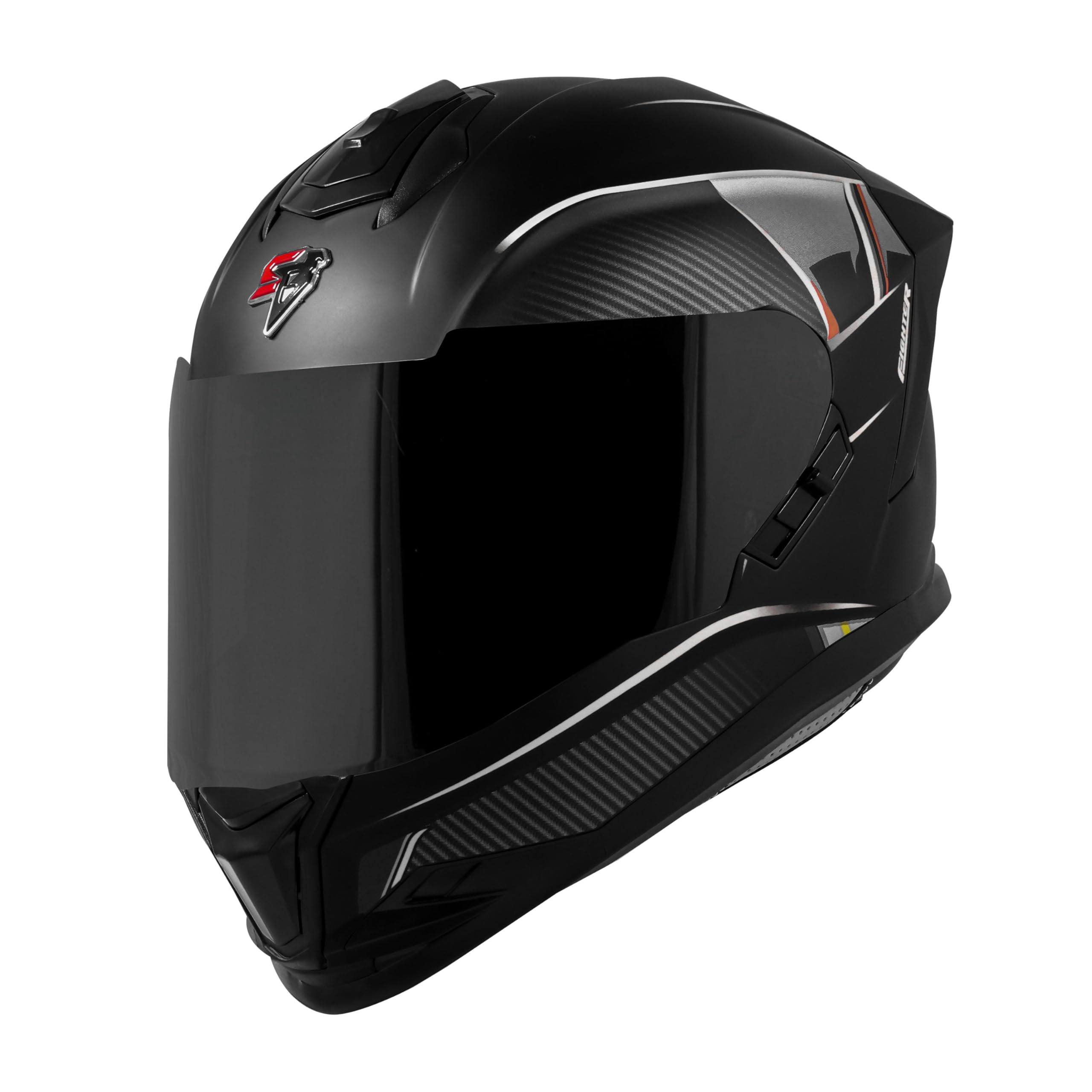 Steelbird SBH-57 Carbon Fighter ISI and DOT Certified Full Face Helmet for Men and Women with Inner Chrome Sun Shield
