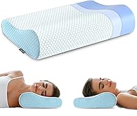 Ylekto Memory Foam Neck Pillow - Ergonomic Cervical Contour Pillow for Side, Back & Stomach Sleepers, Relieves Neck Pain