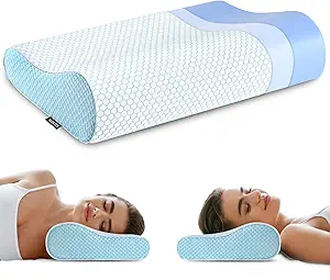Memory Foam Pillows Neck Pillow for Sleeping, Ergonomic Cervical Pillow Bed Pillow for Side Back Stomach Sleeper, Orthopedic Contour Pillow for Neck and Shoulder Pain Relief