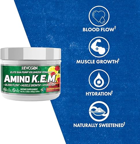Vista 11 de Evogen Amino K.E.M. - Volumizador de bomba de polvo EAA y BCAA Suplemento de aminoácidos BCAA para flujo sanguíneo, crecimiento muscular e