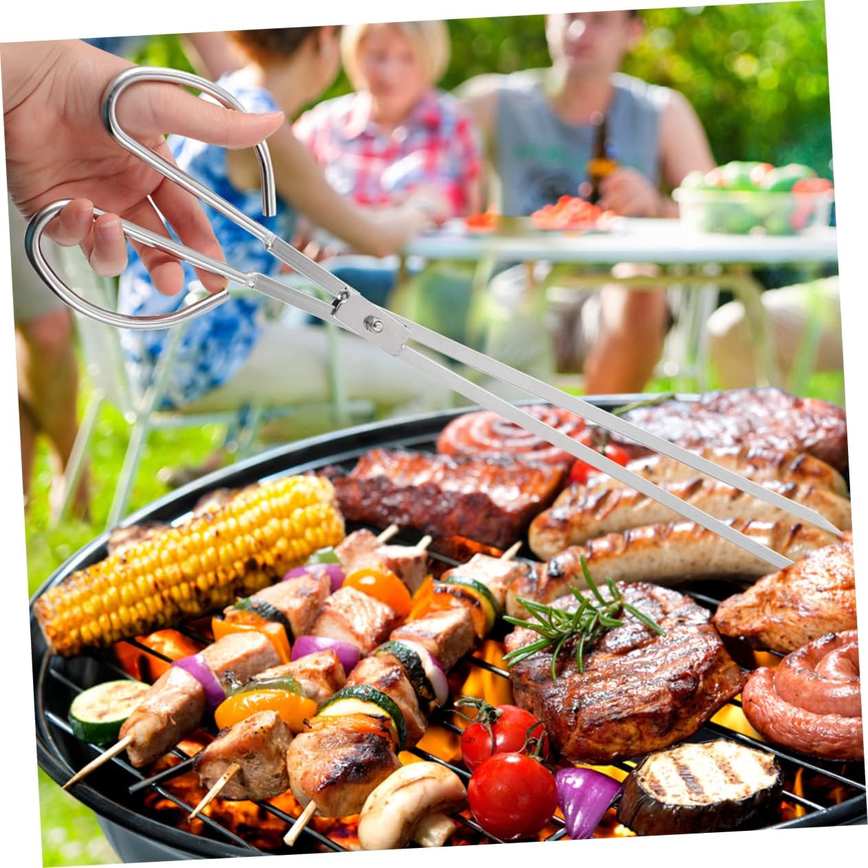 Stainless Steel Fire Tongs Bbq Grill Accessories Extended Clamp Heavy-duty Outdoor Garbage Tong