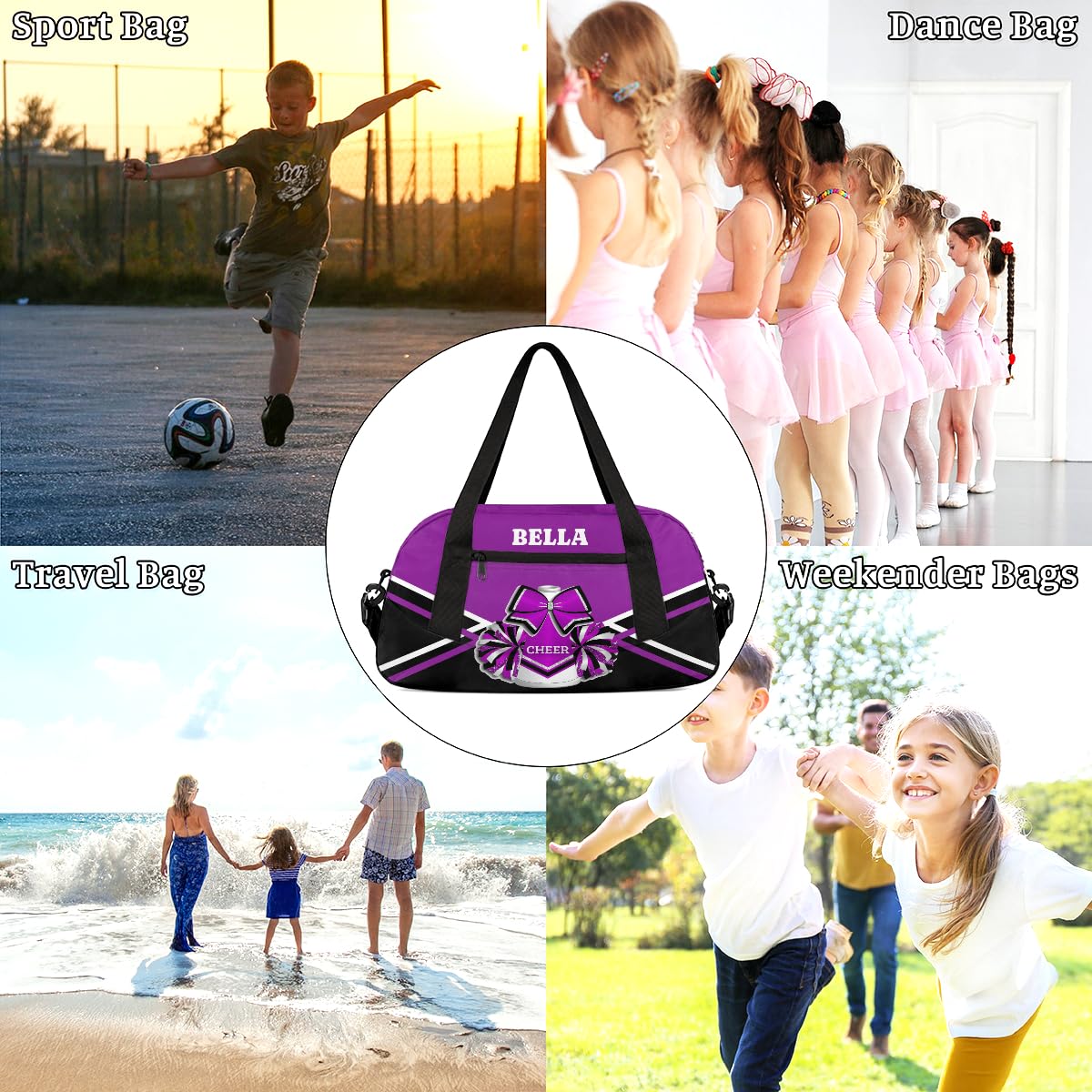 Sac de sport personnalisé pour fille, sac de sport personnalisé pour la gym, le sport, le week-end, le voyage, Couleur 6