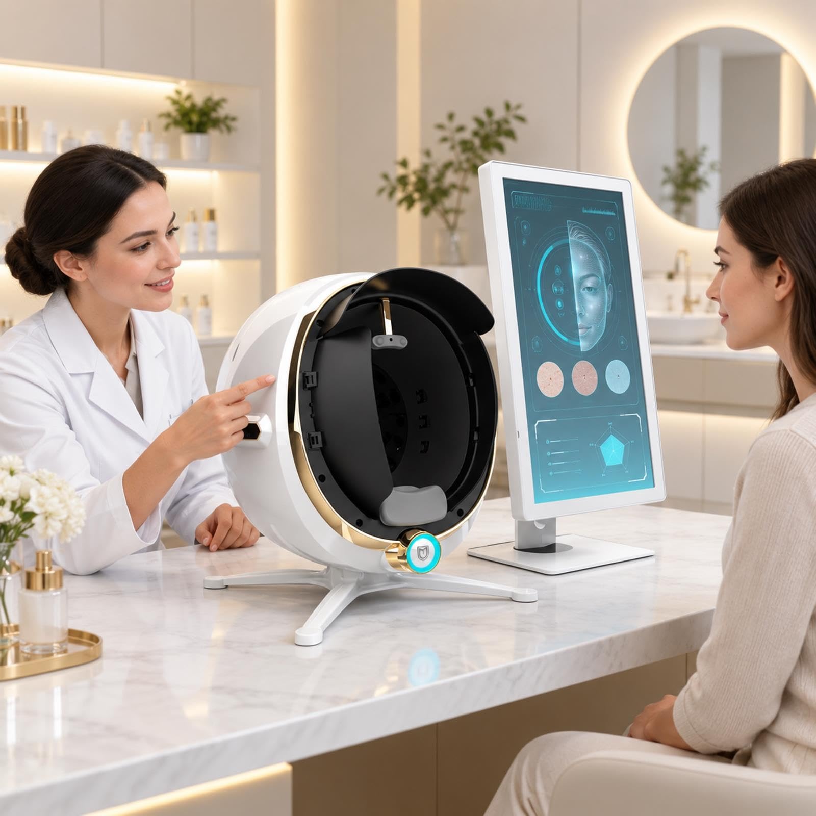 Profi 3D Hautanalysegerät KI Intelligenter Gesichtsanalysator Detektor