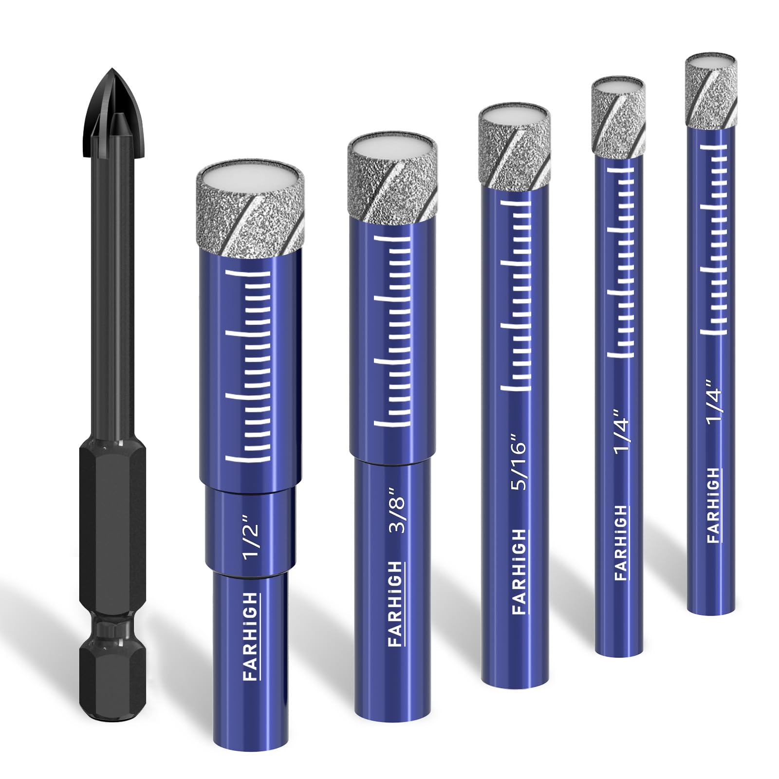 Diamond Drill Bit Set - 6 Pcs for Tile & Masonry -1 Diamond Drill Bit Set - 6 Pcs for Tile & Masonry -1