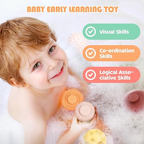 Miniatura 4 de Pink ToToo Juguetes para bebés de 6 a 12 meses Juguetes Montessori para bebés de 6 a 12 meses - Incl bloques de construcción apilables y juguetes