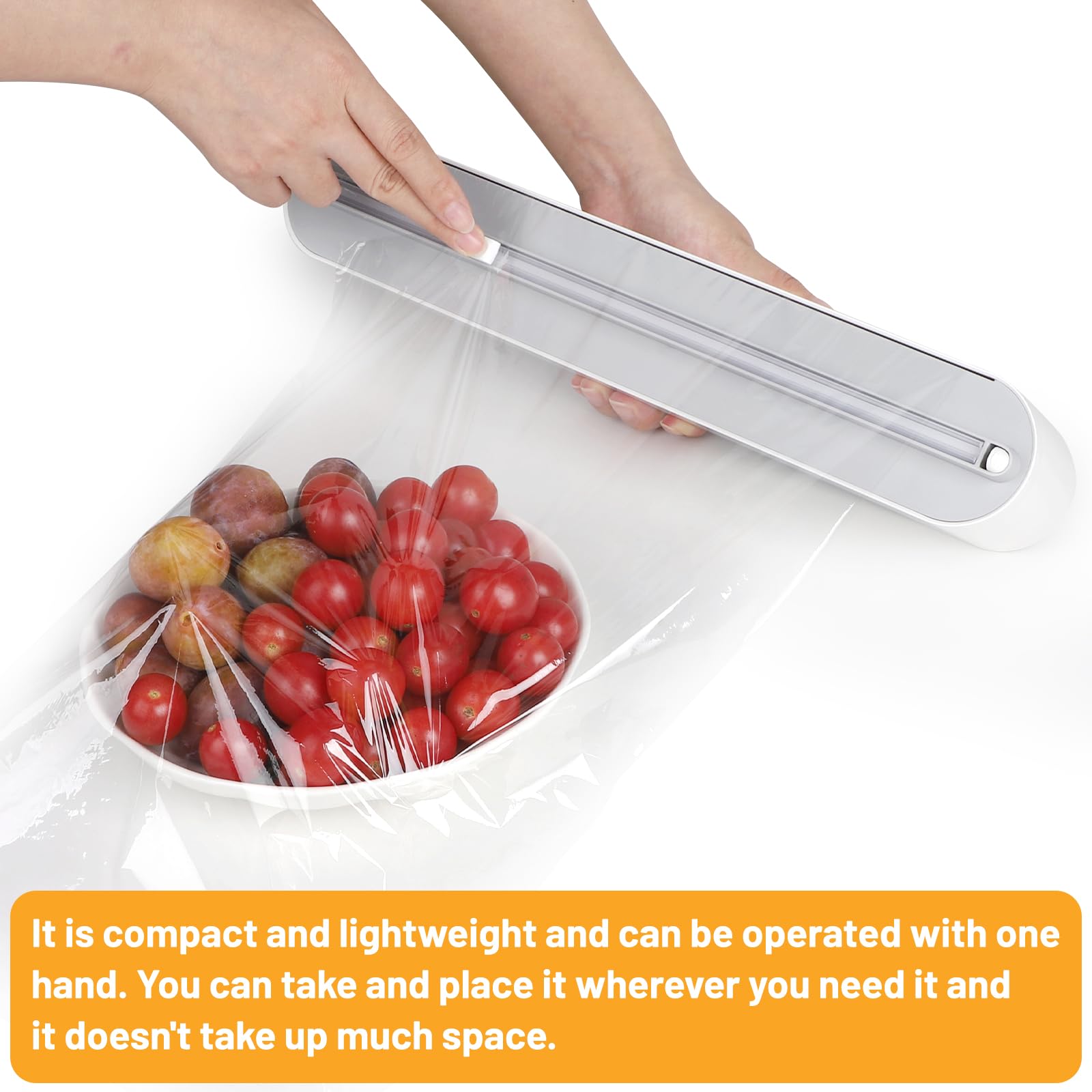 DBREAKS Dispensador Papel Aluminio y Film, Organizador Papel Aluminio y Film, Cortador de Film Transparente, Dispensador de Film de Cocina con 50m Film Transparente,Blanco