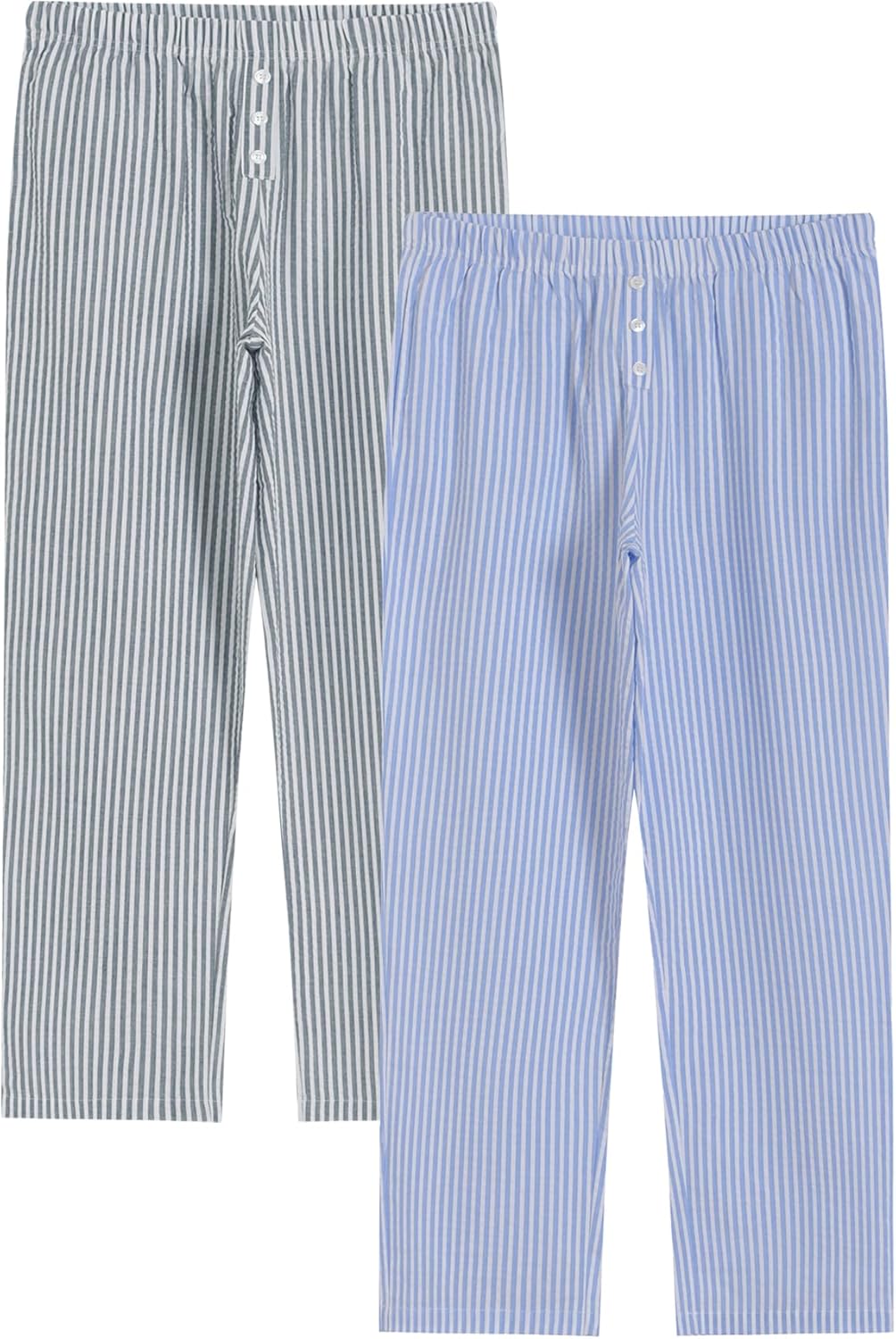 Latuza Women's 2 Pack Cotton Pajama Pants Seersucker Lounge Pants with Pockets