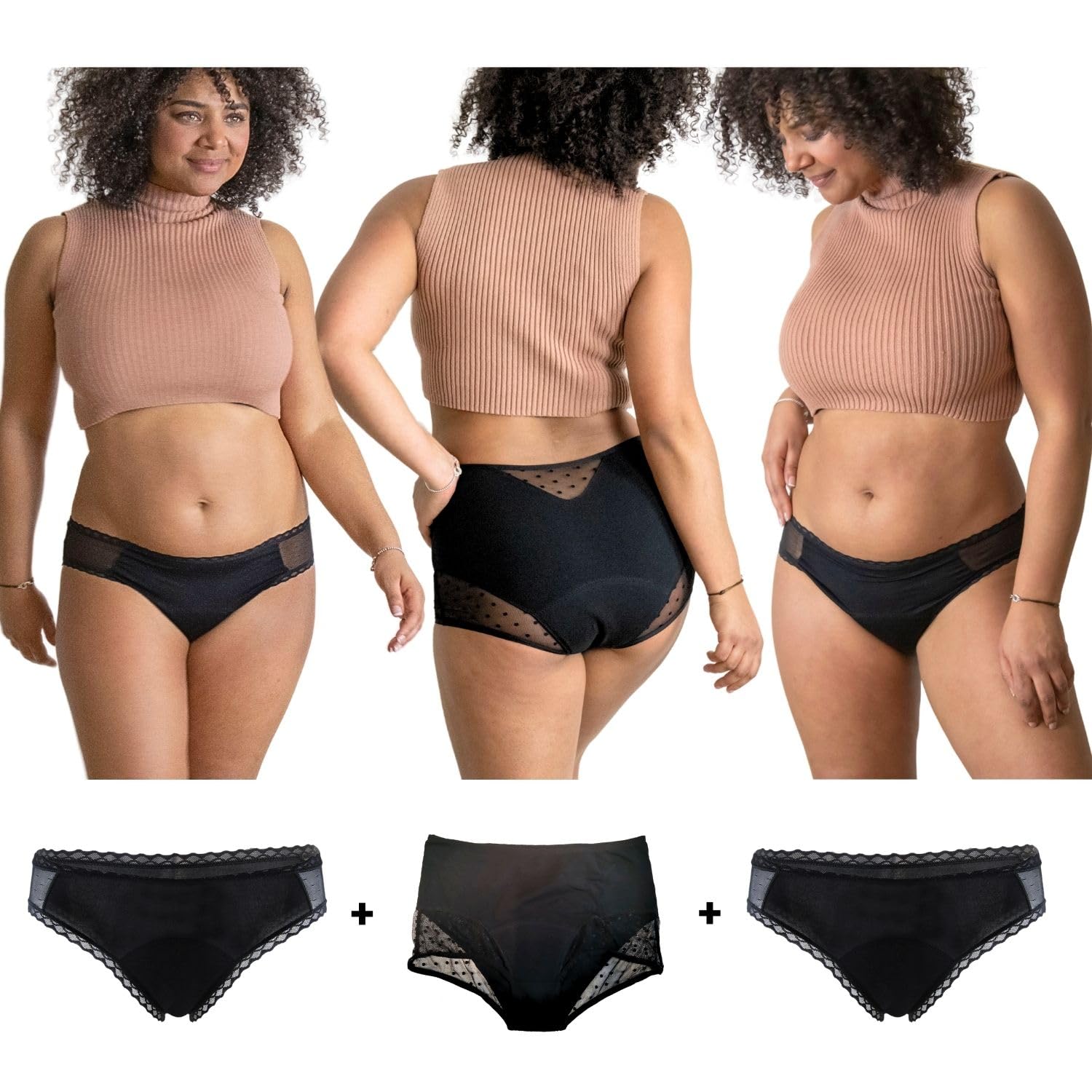 Oséclore Oseclore – Juego de 3 bragas mensuales de algodón orgánico de bambú Oeko Tex antifugas – Bragas mensuales de cintura alta flujo abundante – fugas de orinario e incontinencia