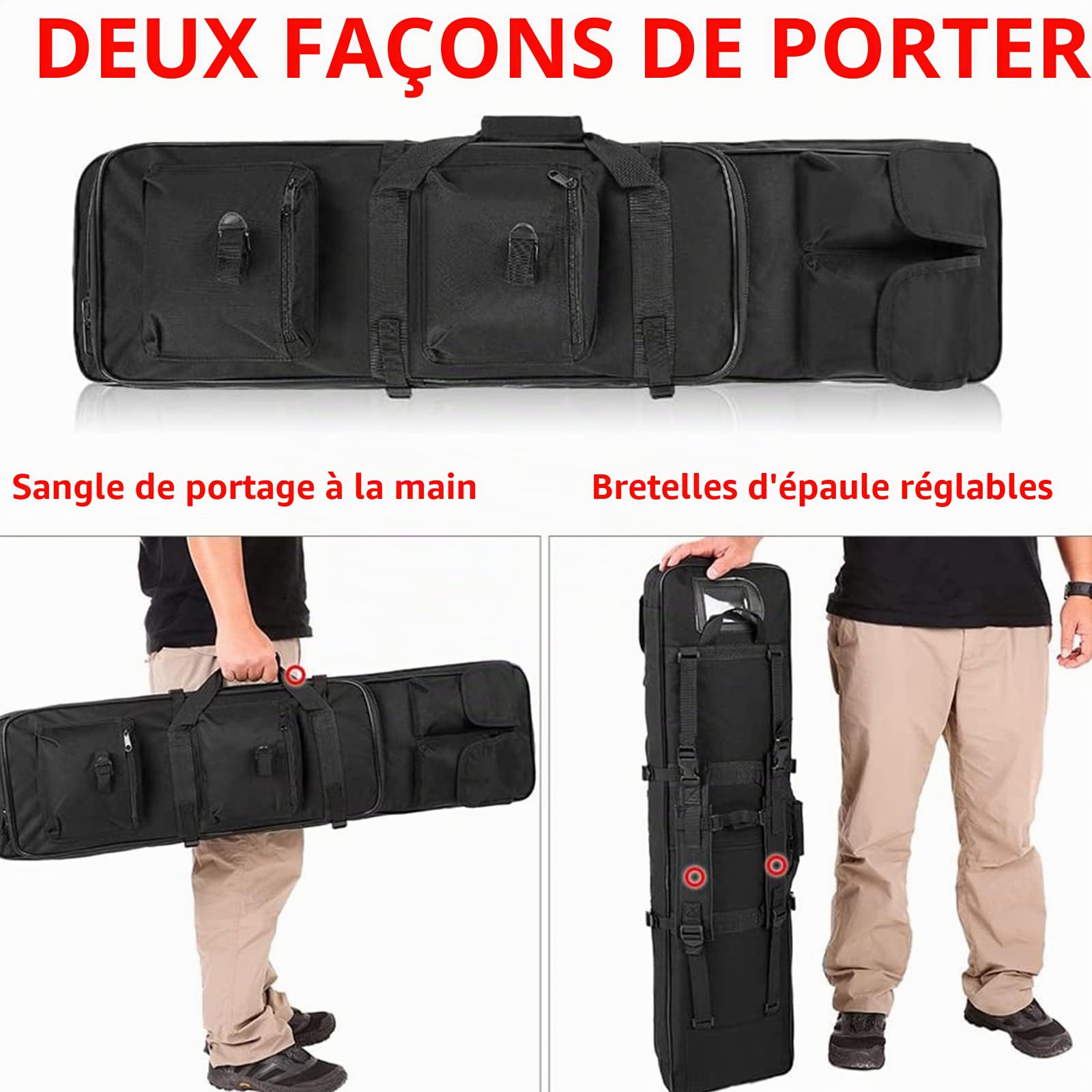 Housse de Transport Airsoft,Sac À Dos Tactique de Fusil avec Rembourée,Housse de Transport pour 2 Fusils À Air,pour ArmeLongue Protection de Réplique Airsoft