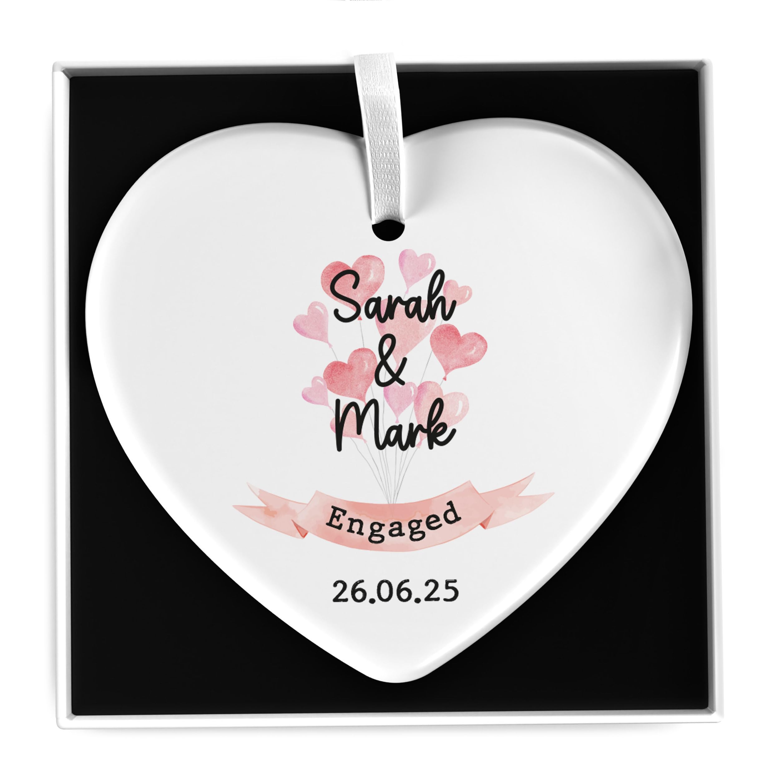 Beecreative Personalised Engagement Gifts For Couples - Newly Engaged Couples Gift - Your Engaged - Just Engaged - Engagement Ceramic Ornament Keepsake - With Gift Box