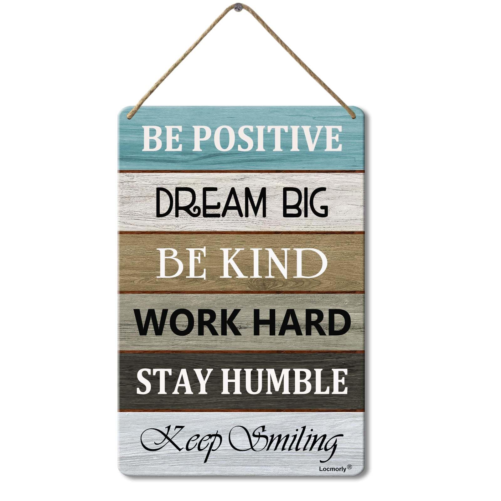 Positive Wall Plaque with Quotes Wooden Hanging Wall Sign, 8x12 Inch, Motivational Quote Decor for Office Bedroom Living Room