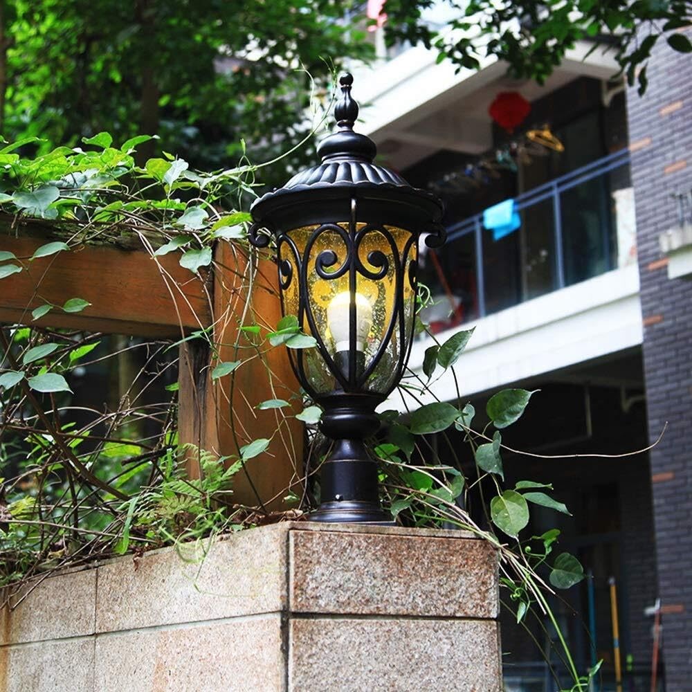 Palo Luce Luci da Esterno in Alluminio, Lampada Palo in Vetro Impermeabile, Giardino, Colonna, Recinzione Stradale Esterno Giardino(23 * 61cm)