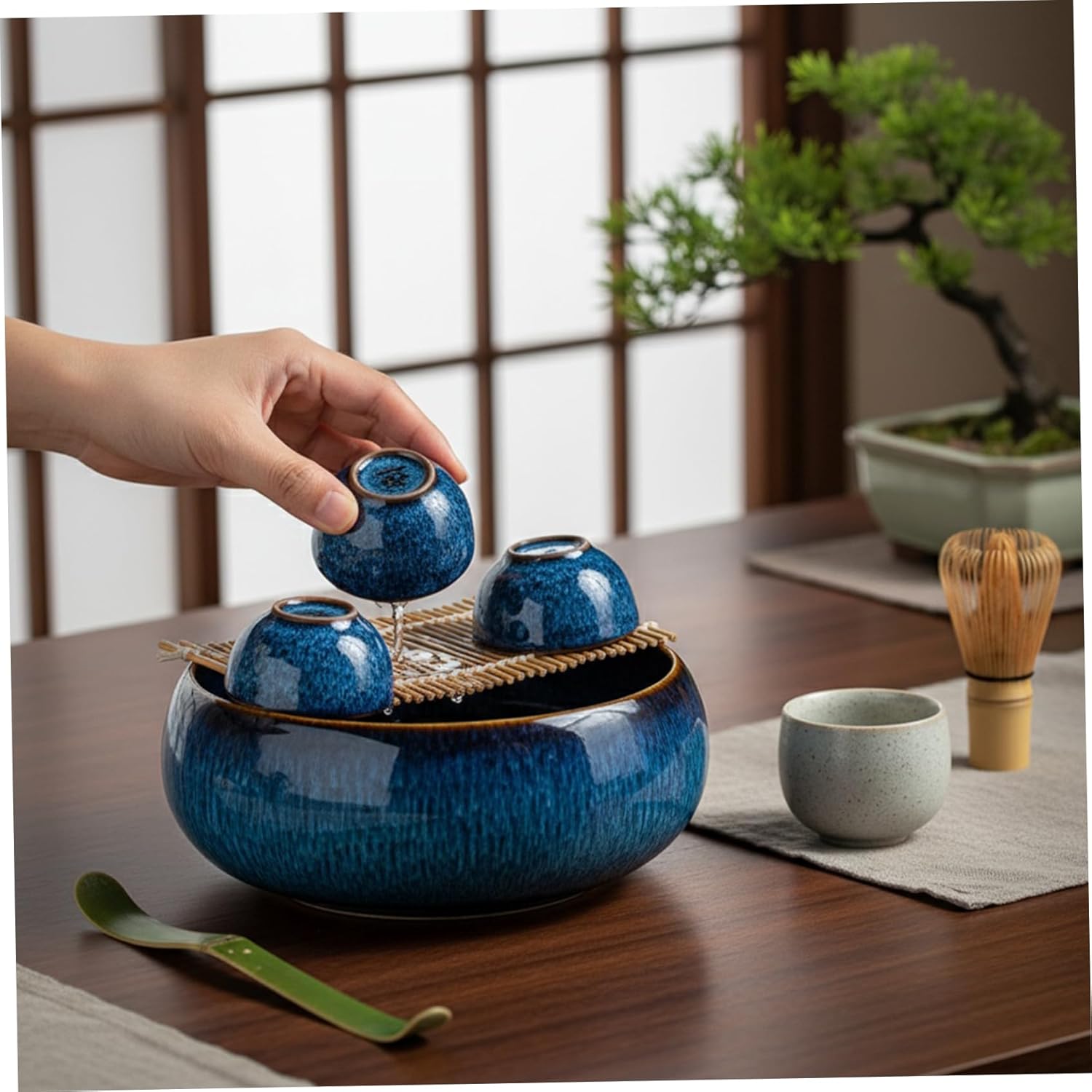 Gcroet Lotus Bowl Planter Ceramic Bonsai Schale for Hydroponic Plants, Water Lotus Bowl, Multi-Use Planter for Succulents, Flowers and Aquatic Plants (16.5x6.5cm).
