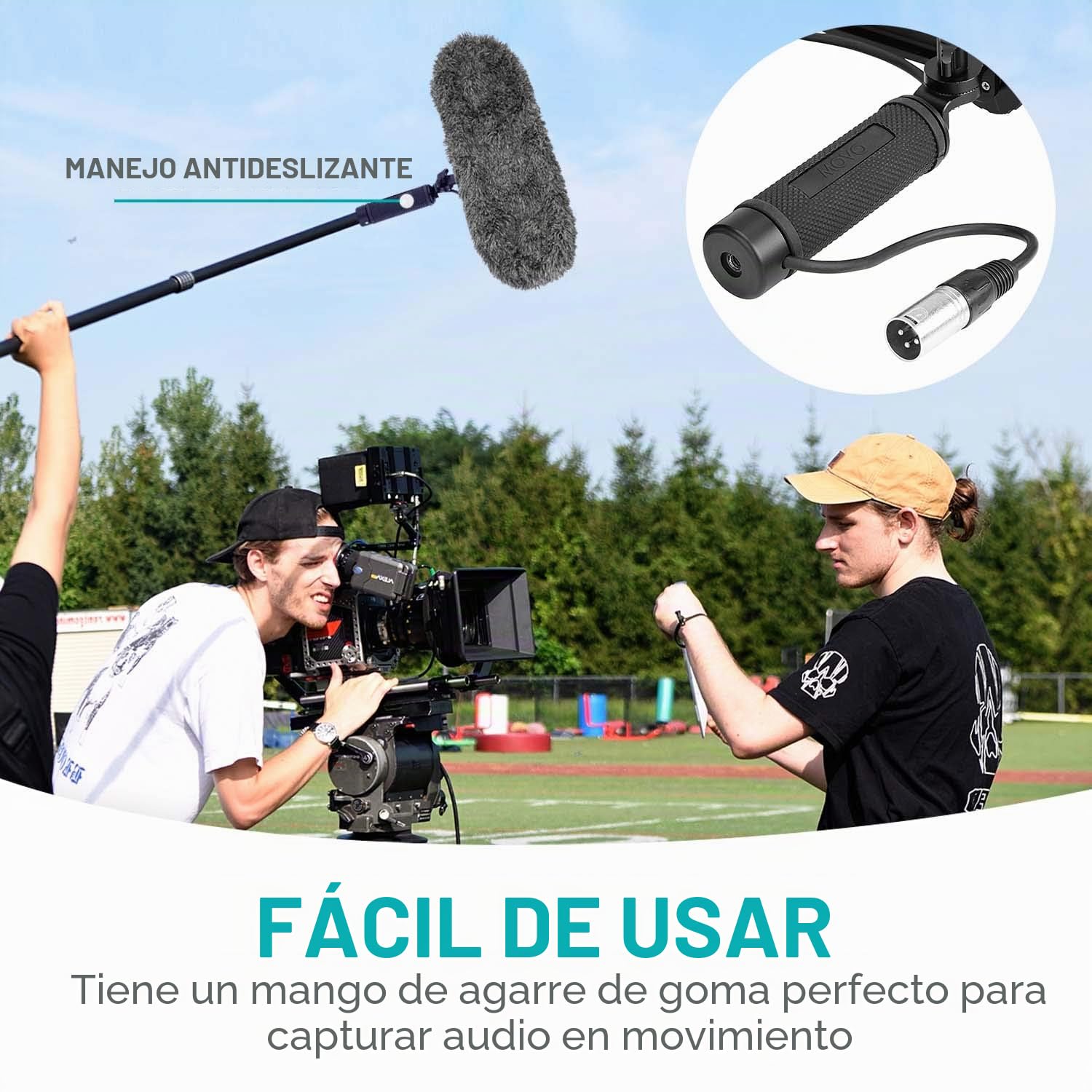 Movo BWS1000 Blimp sistema de protección contra viento y vibración para micrófonos de escopeta - cuenta con soporte interno de 12 puntos, cable XLR integrado, protector de viento y mango de agarre con