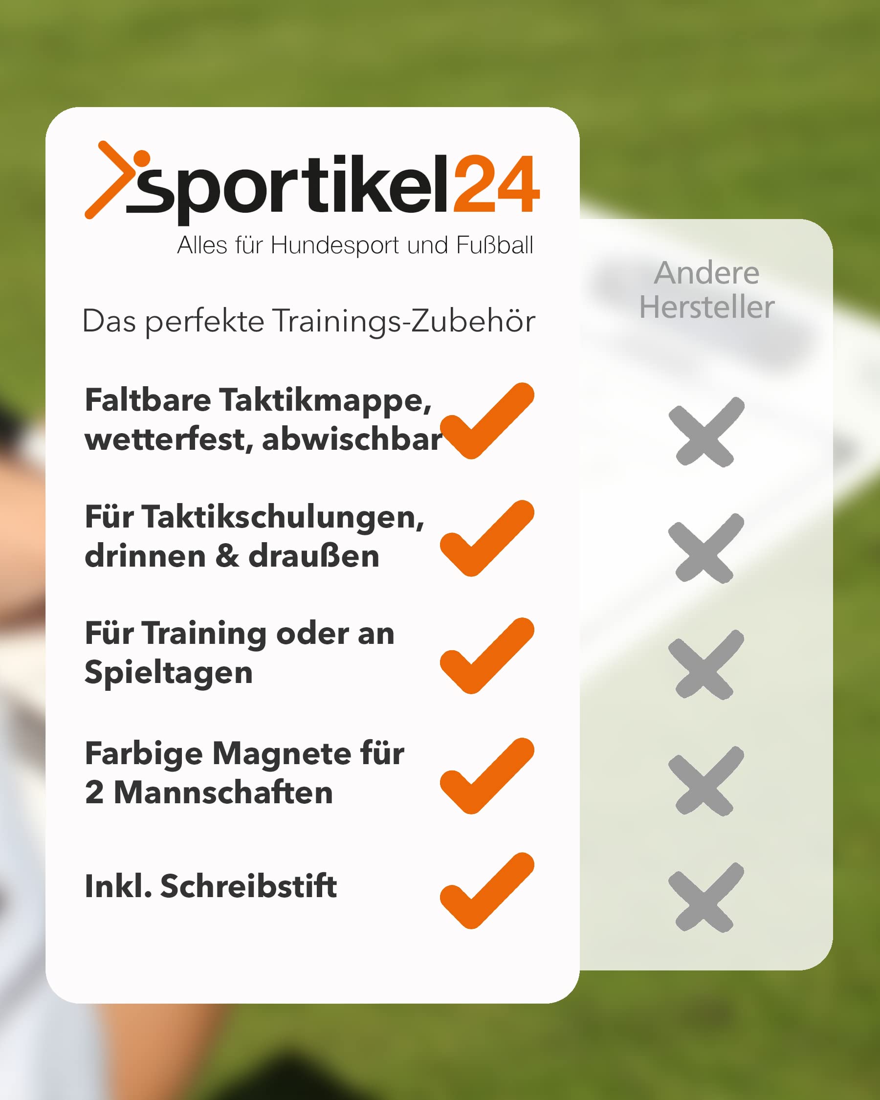 Magnetische Taktikmappe faltbar – 46 x 25 cm aufgeklappt – Trainer-Board mit Magneten & Stift – für Fußballtraining & Taktikschulung