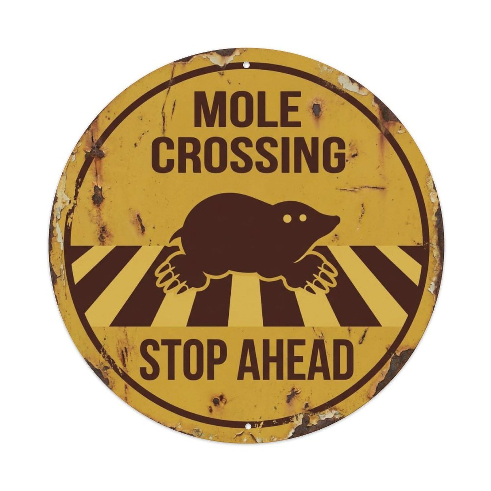 Mole Crossing Stop Ahead Traditional Metal Tin Sign