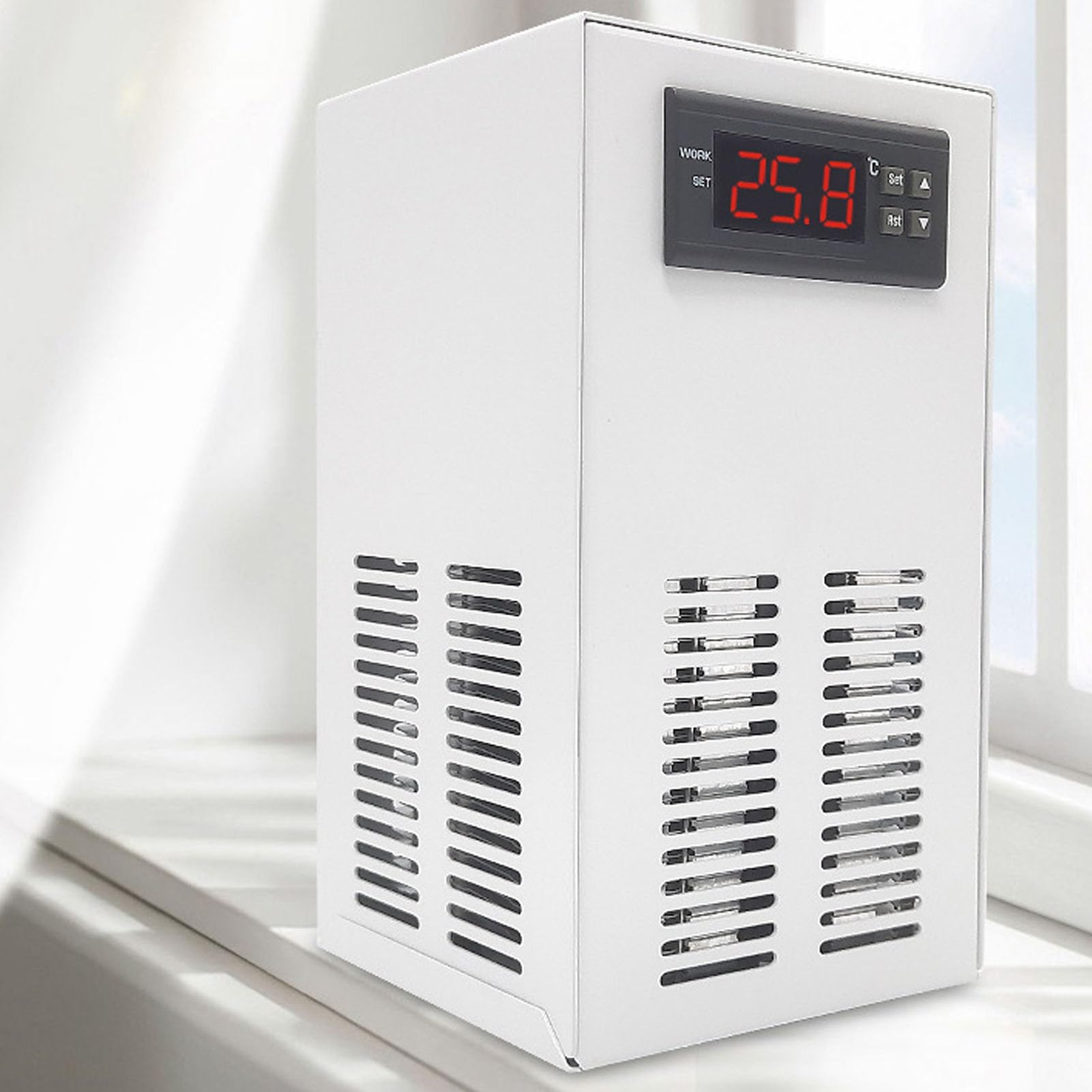 20 L Wassertank-Kühler, Heizung, 2-in-1-Funktion, Leiser Betrieb, Schnelle Kühlung, 72 W, Aquarium-Kühler aus Legiertem Stahl, mit Pumpenrohr für Hydrokultur-System, 10–40 °C